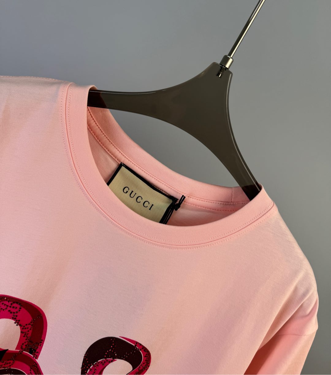 gucci アディダス t シャツ偽物 ゆったり 蛇プリント 100%綿 短袖 トップス 男女兼用 ピンク_2