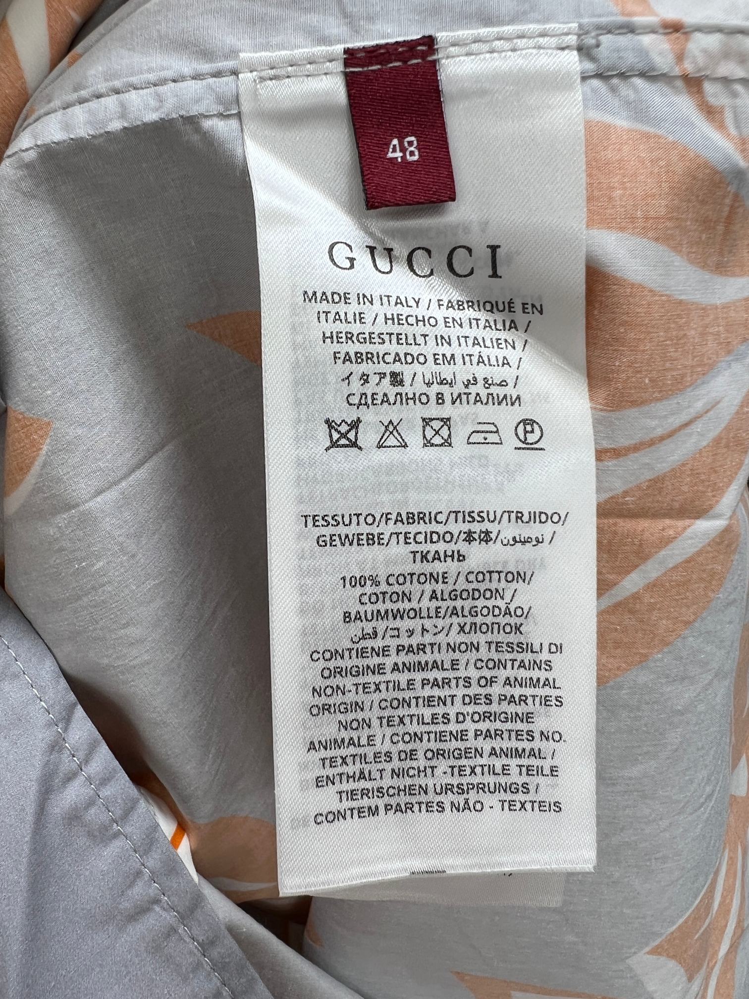 ハワイ風 gucci シャツ 半袖コピー ゆったり 綿 カジュアル 花柄 ファッション オレンジ色_6