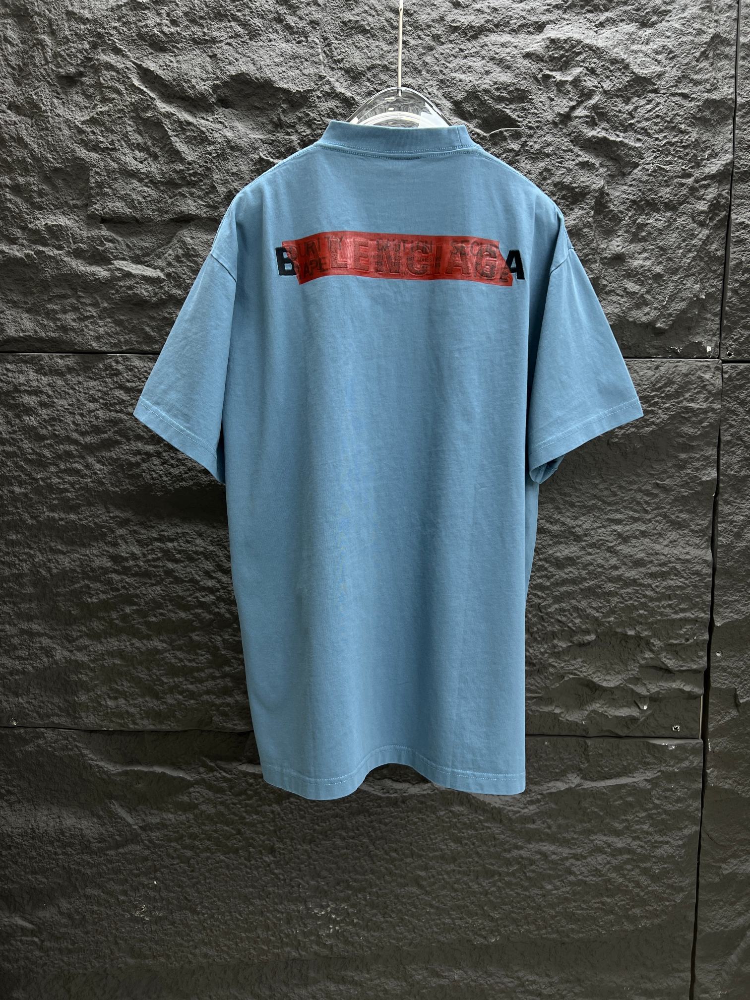 バレンシアガtシャツ メルカリコピー トップス 半袖 プリント 純綿 ゆったり ブルー_5