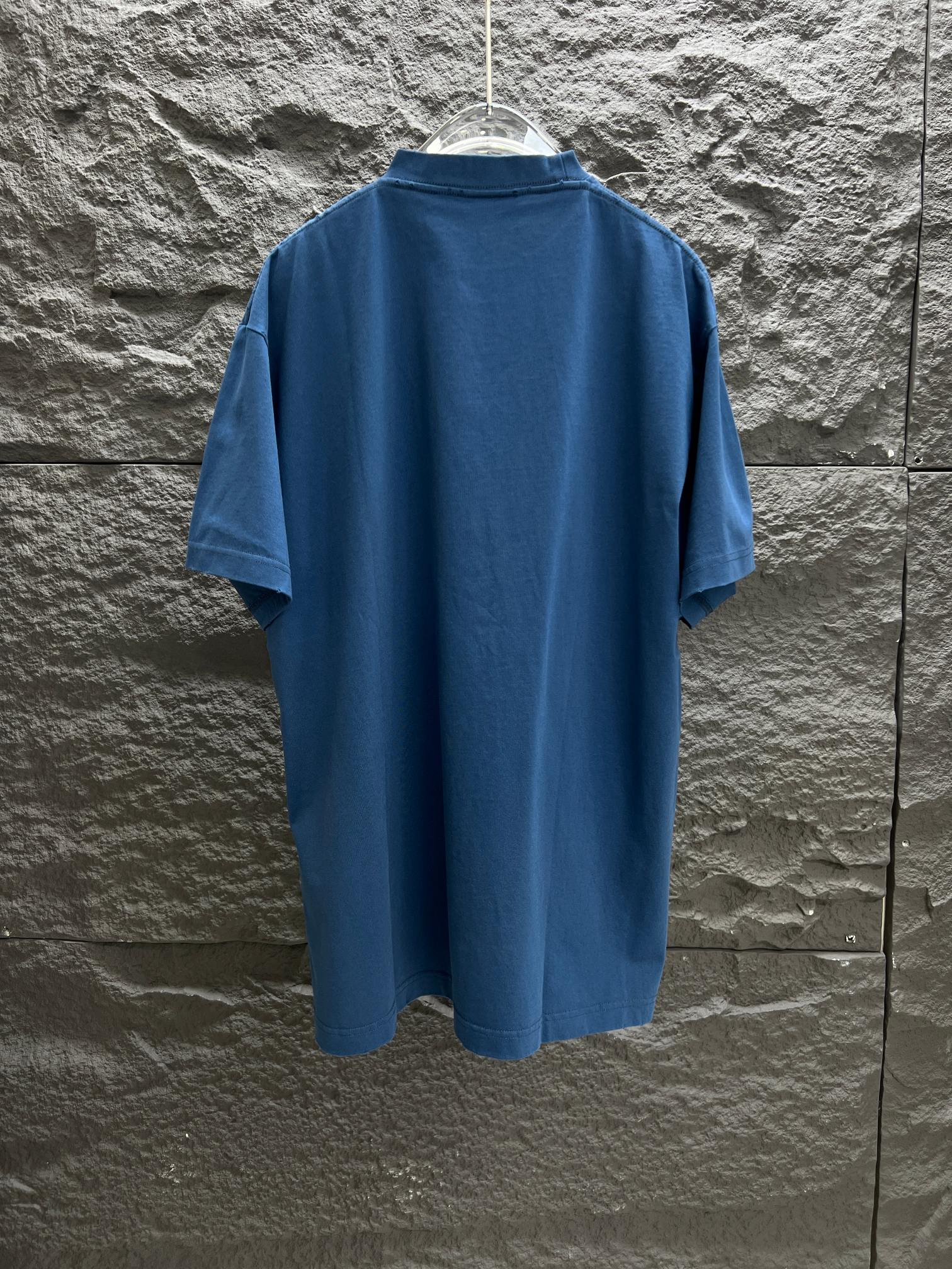 最新の2025年 バレンシアガtシャツコピートップス 半袖 プリント 純綿 ゆったり ブルー_6