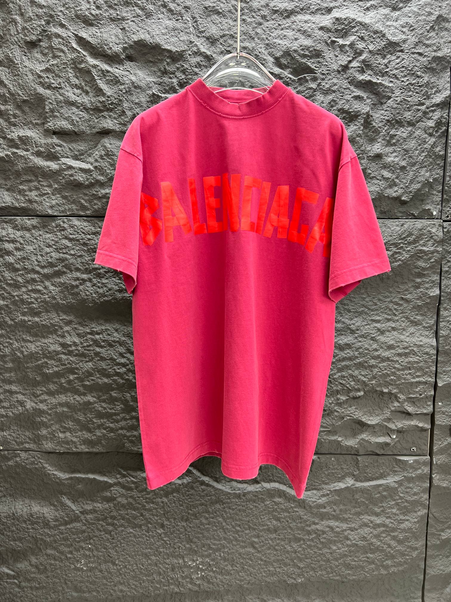 芸術感 レディース バレンシアガtシャツ偽物トップス 半袖 プリント 純綿 ゆったり レッド_1