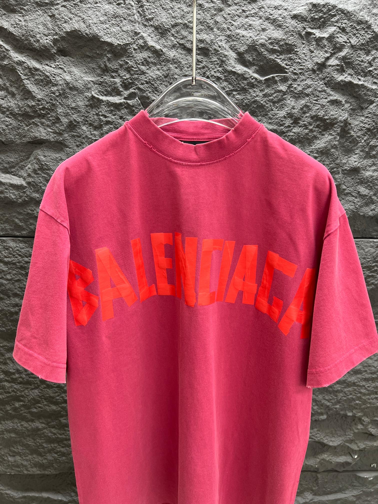 芸術感 レディース バレンシアガtシャツ偽物トップス 半袖 プリント 純綿 ゆったり レッド_2