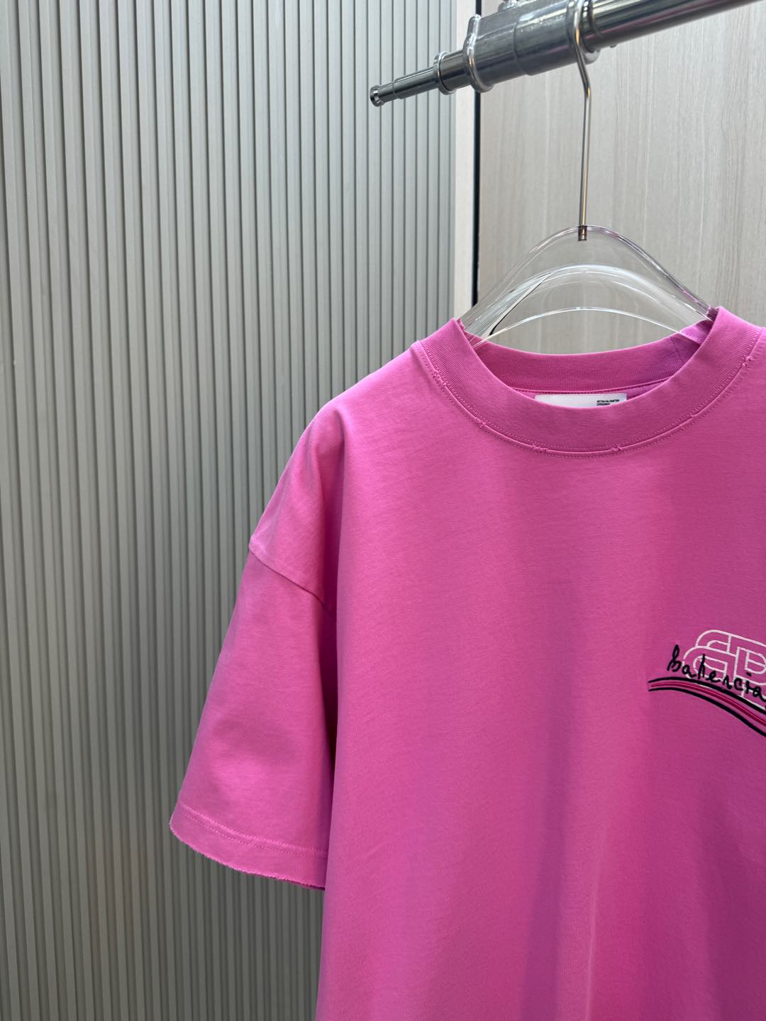 バレンシアガの服スーパーコピー トップス 半袖 プリント 純綿 ゆったり 男女兼用 ローズレッド_2