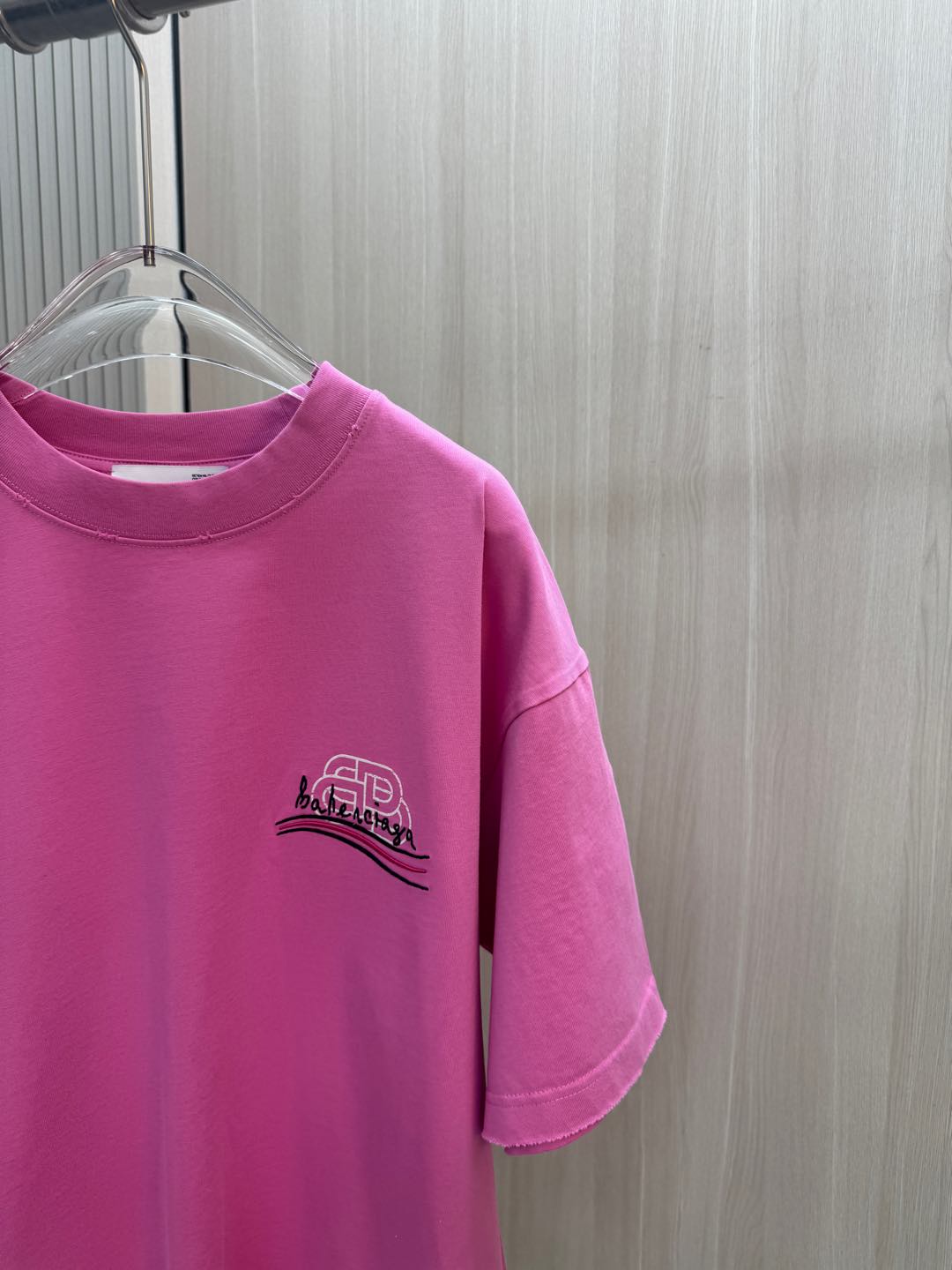 バレンシアガの服スーパーコピー トップス 半袖 プリント 純綿 ゆったり 男女兼用 ローズレッド_3