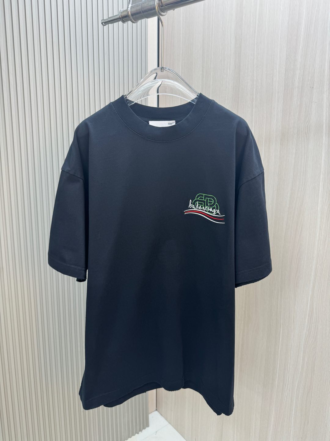 バレンシアガ 半袖tシャツ偽物 トップス 半袖 プリント 純綿 ゆったり 男女兼用 ブラック_1