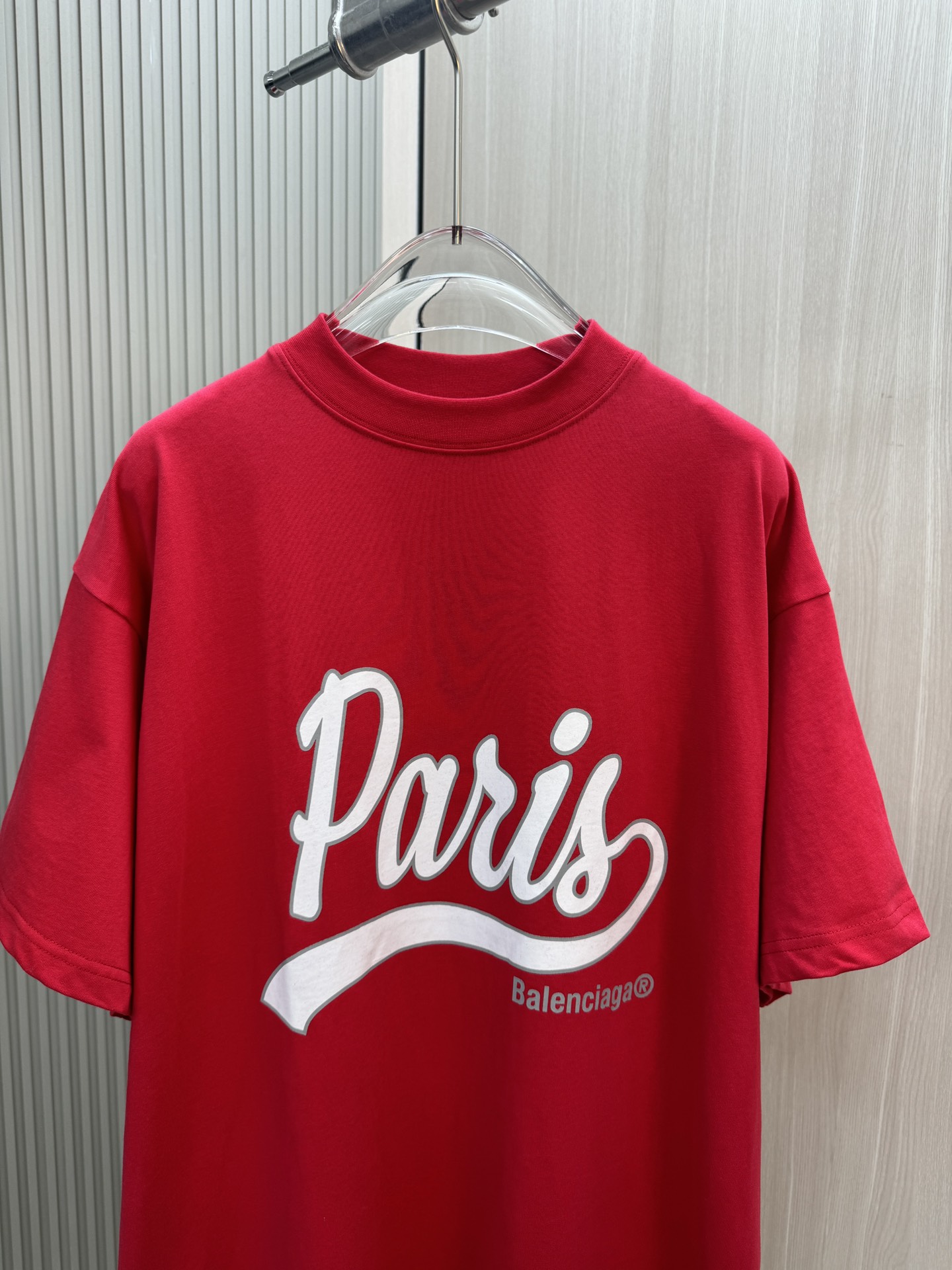 バレンシアガ tシャツレディースコピー トップス プリント 100％綿 短袖 ゆったり レッド_4