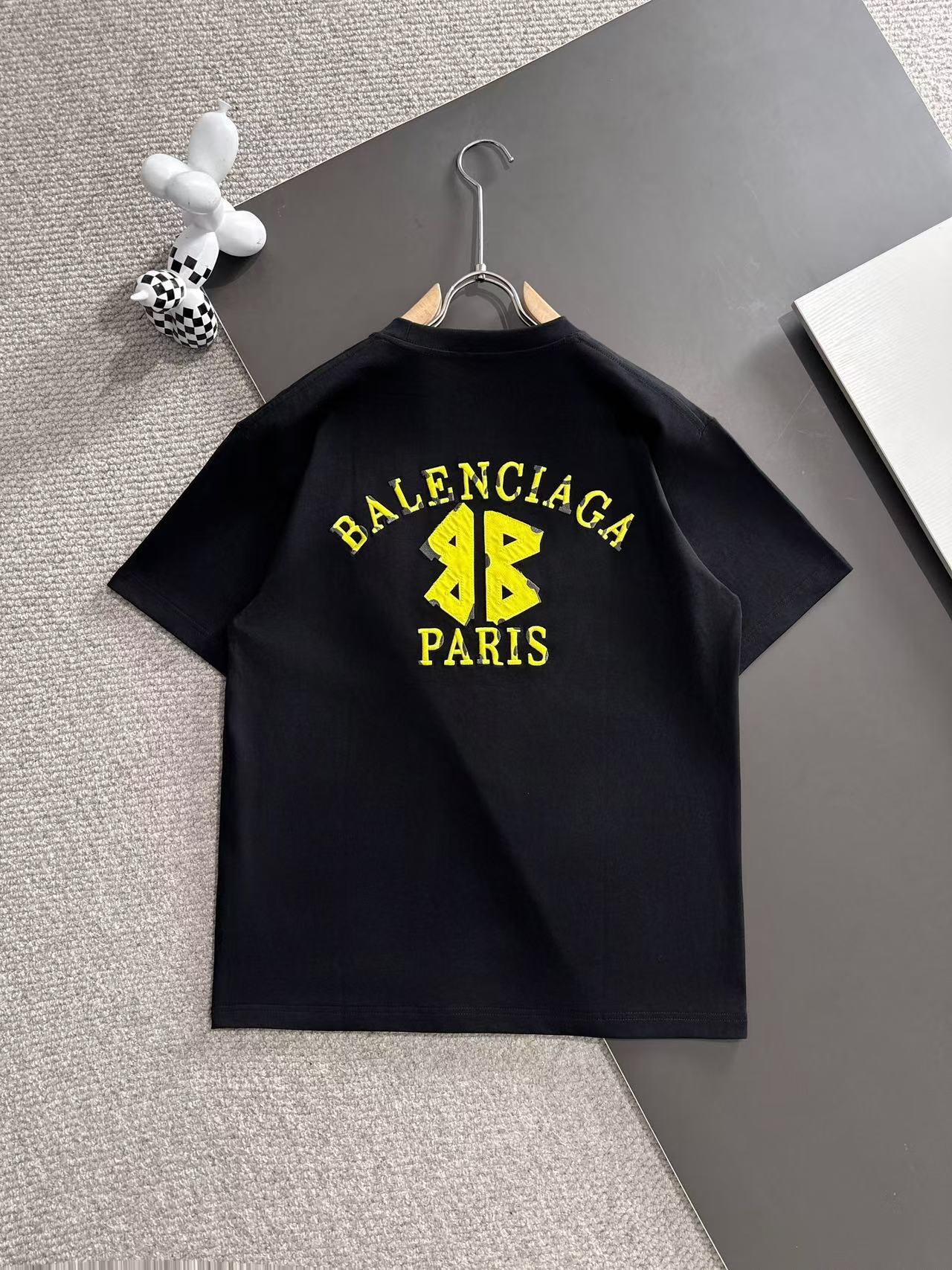 超激得の新品 バレンシアガリップ偽物 プリント 100％綿 短袖tシャツ ゆったり ブラック_9