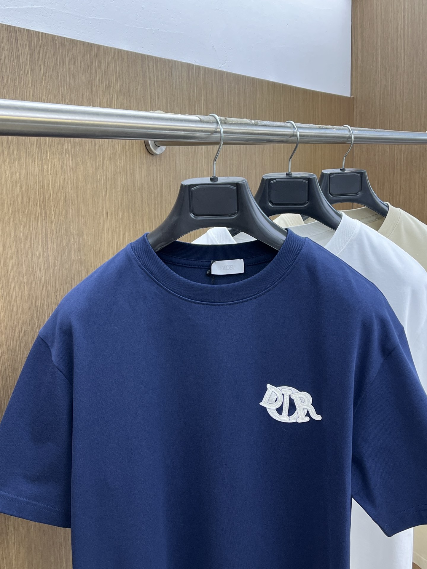 藤原聡 ディオールtシャツ激安通販 純綿 トップス 短袖 ゆったり プリント ロゴ刺繍 ブルー_2
