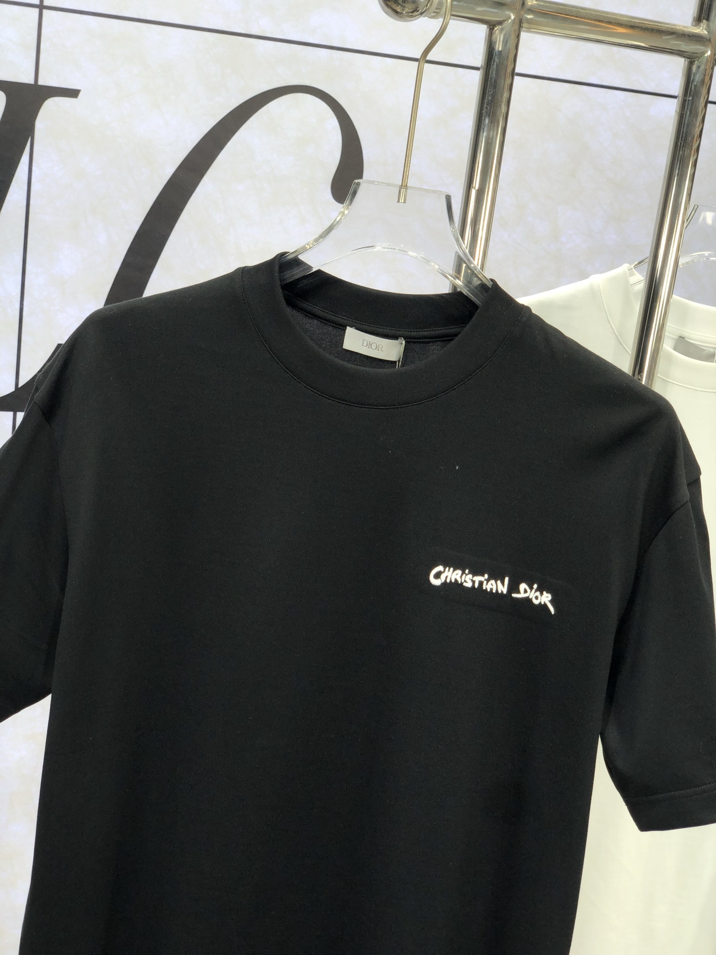 ディオールtシャツレディースコピー 純綿 トップス 短袖 ゆったり プリント 柔らかい ブラック_3