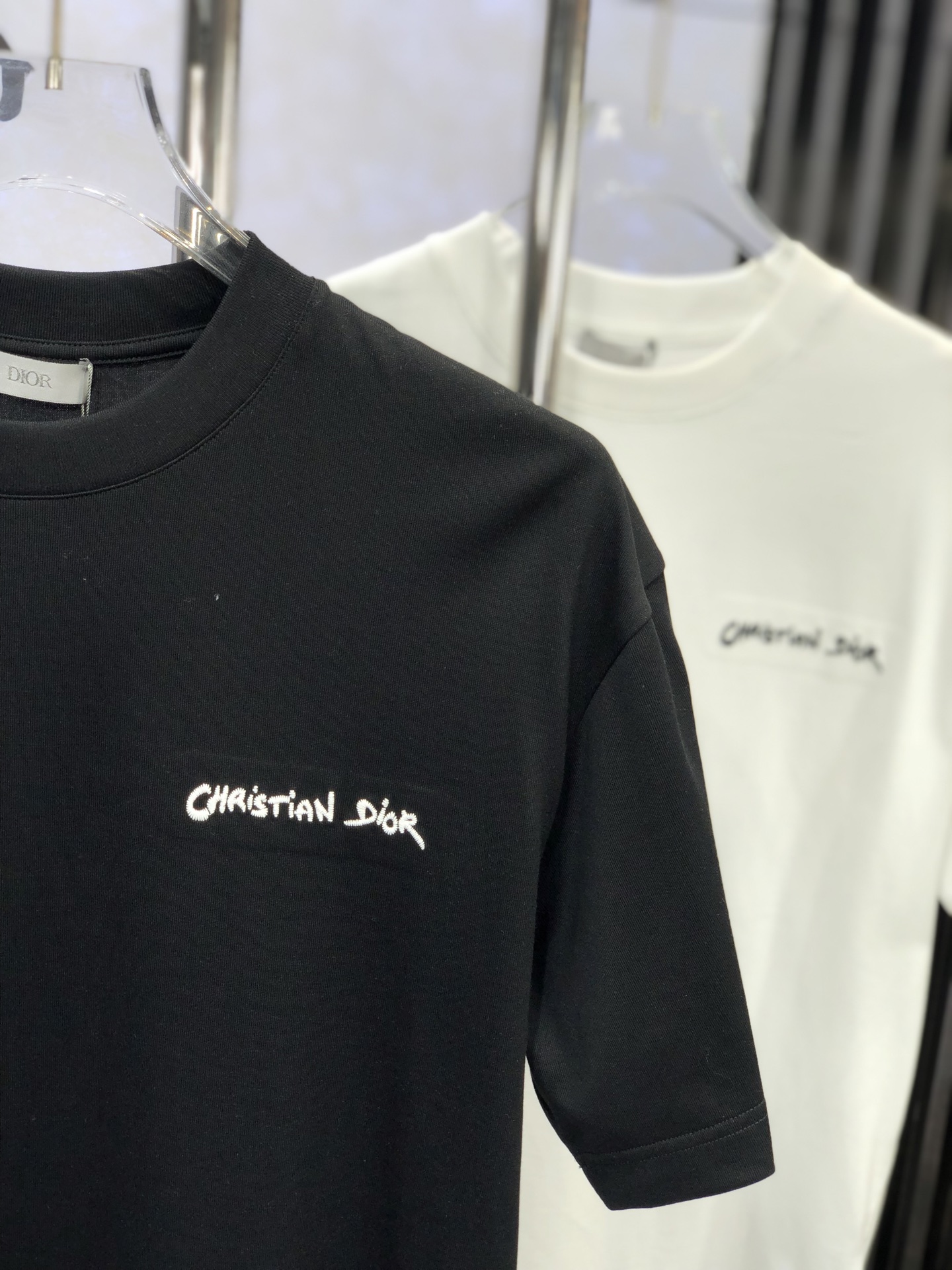 ディオールtシャツレディースコピー 純綿 トップス 短袖 ゆったり プリント 柔らかい ブラック_4