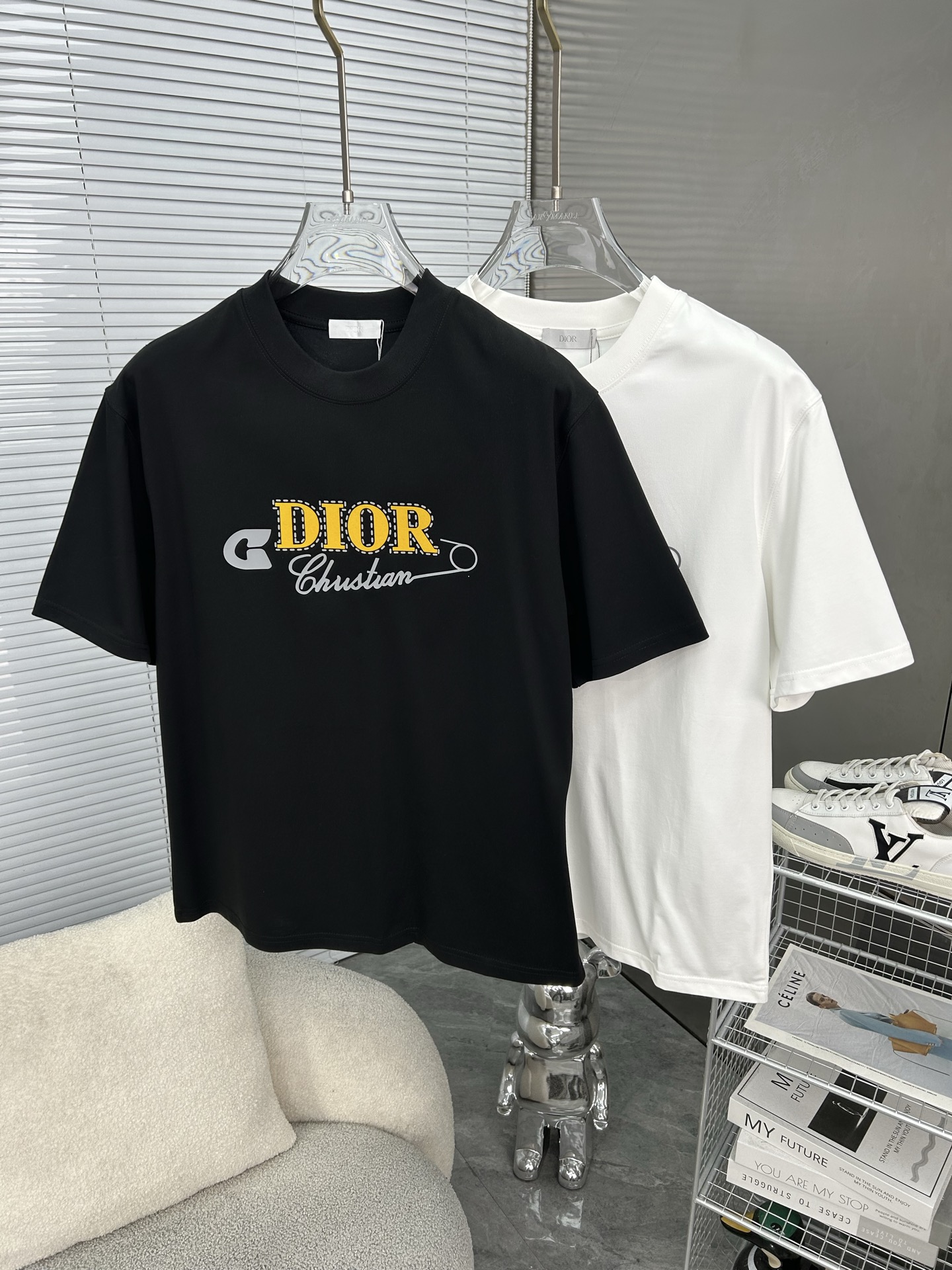 ディオールtシャツヤフオク偽物 純綿 トップス 短袖 ゆったり プリント 柔らかい シンプル 2色可選_4