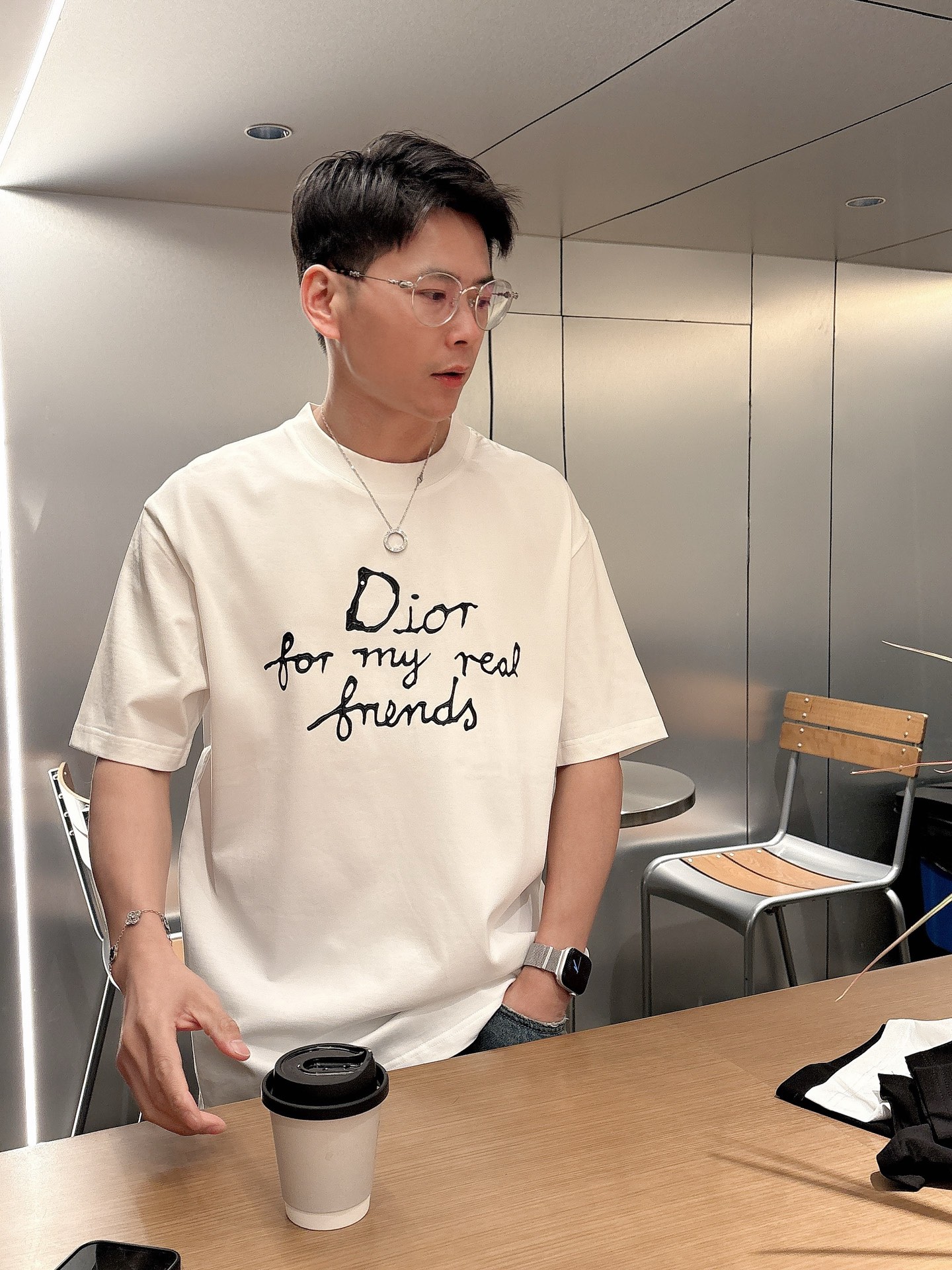 ディオールtシャツコーデコピー 純綿 トップス 短袖 ゆったり プリント 柔らかい シンプル ホワイト_3