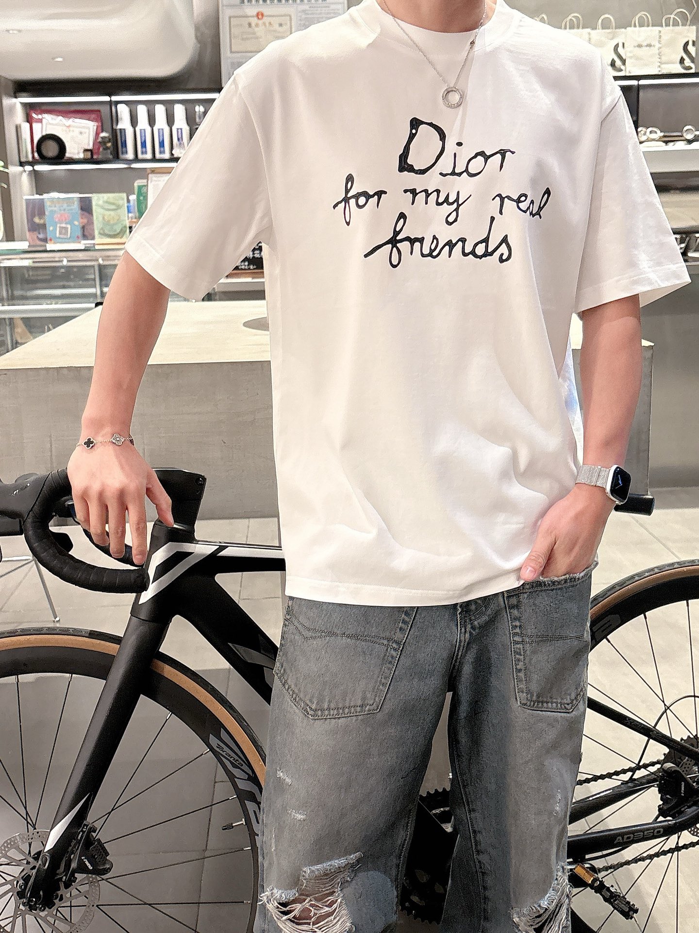 ディオールtシャツコーデコピー 純綿 トップス 短袖 ゆったり プリント 柔らかい シンプル ホワイト_5