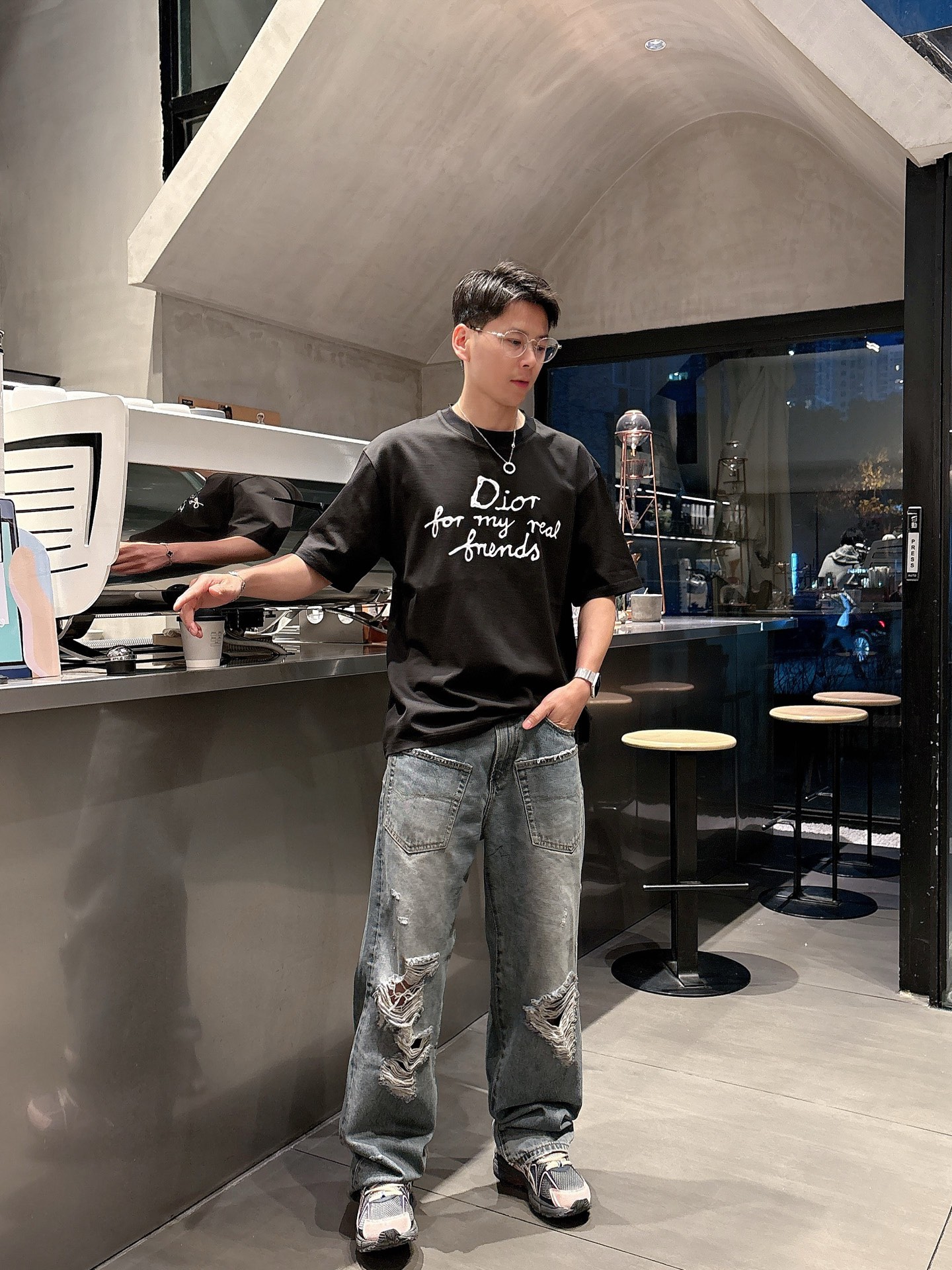 ディオールのtシャツスーパーコピー 純綿 トップス 短袖 ゆったり プリント 柔らかい ブラック_3
