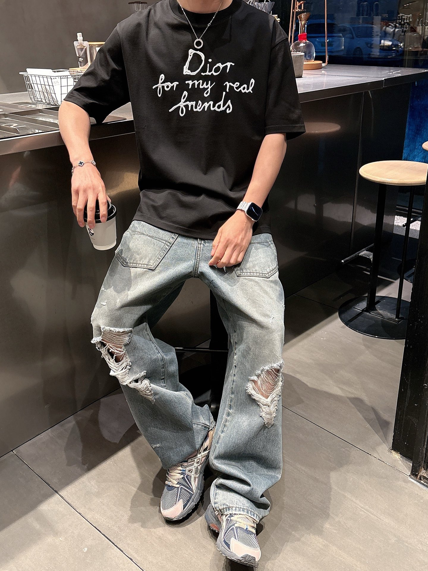 ディオールのtシャツスーパーコピー 純綿 トップス 短袖 ゆったり プリント 柔らかい ブラック_7