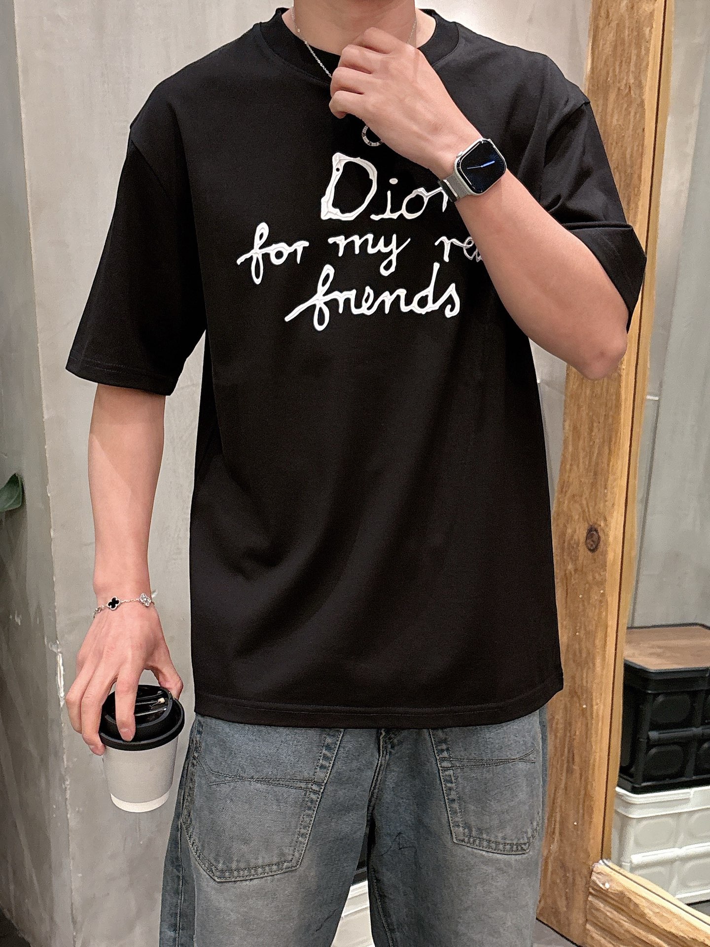 ディオールのtシャツスーパーコピー 純綿 トップス 短袖 ゆったり プリント 柔らかい ブラック_8