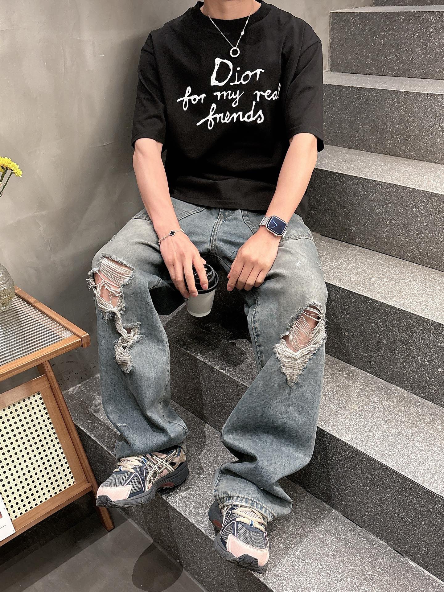 ディオールのtシャツスーパーコピー 純綿 トップス 短袖 ゆったり プリント 柔らかい ブラック_10