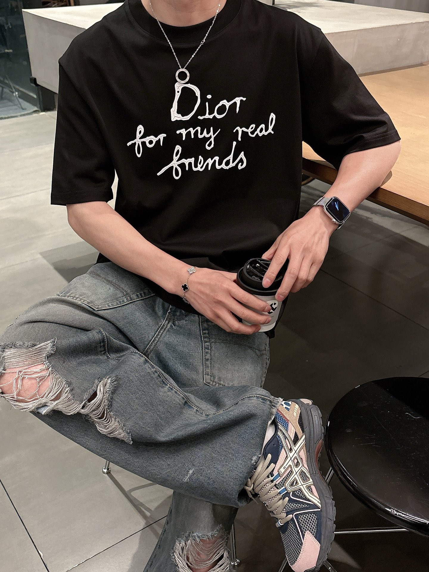 ディオールのtシャツスーパーコピー 純綿 トップス 短袖 ゆったり プリント 柔らかい ブラック_12