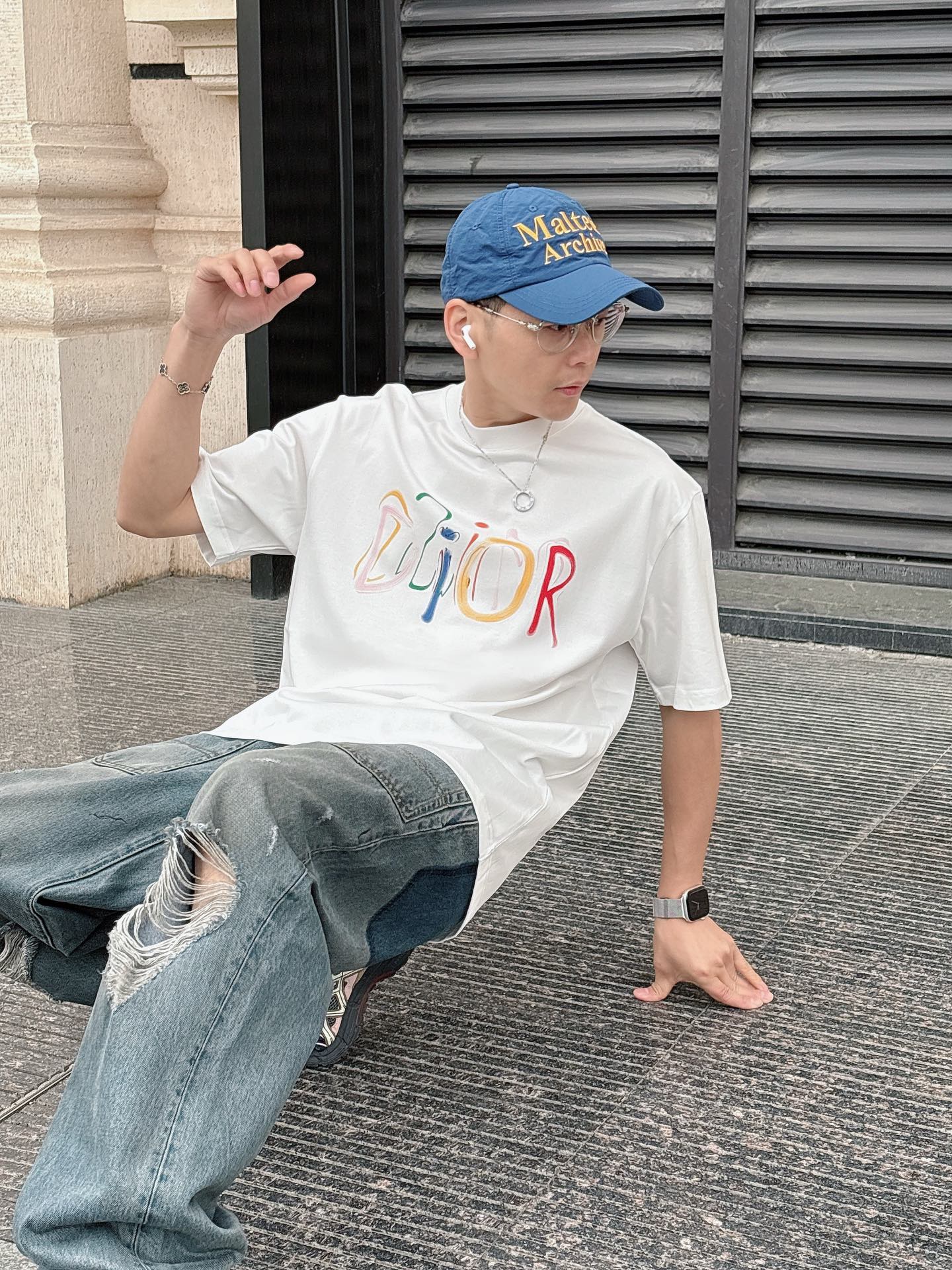 お得品‼ディオール アトリエ tシャツ偽物 純綿 トップス 短袖 ゆったり プリント 柔らかい ホワイト_3