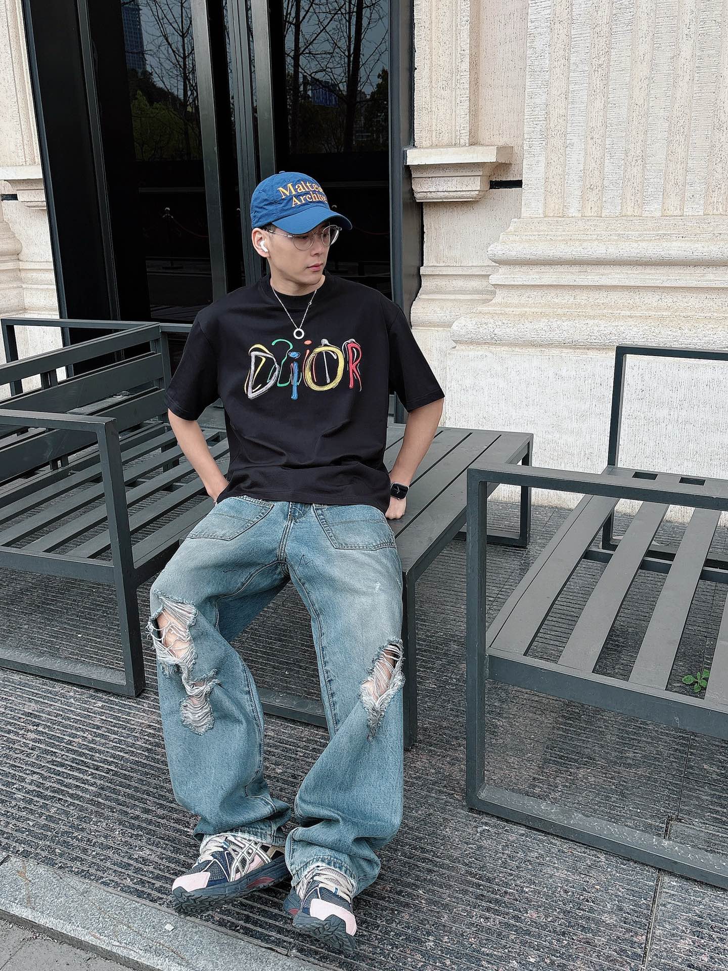 びっくりした価格 tシャツ ディオールコピー 純綿 トップス 短袖 ゆったり プリント 柔らかい ブラック_2