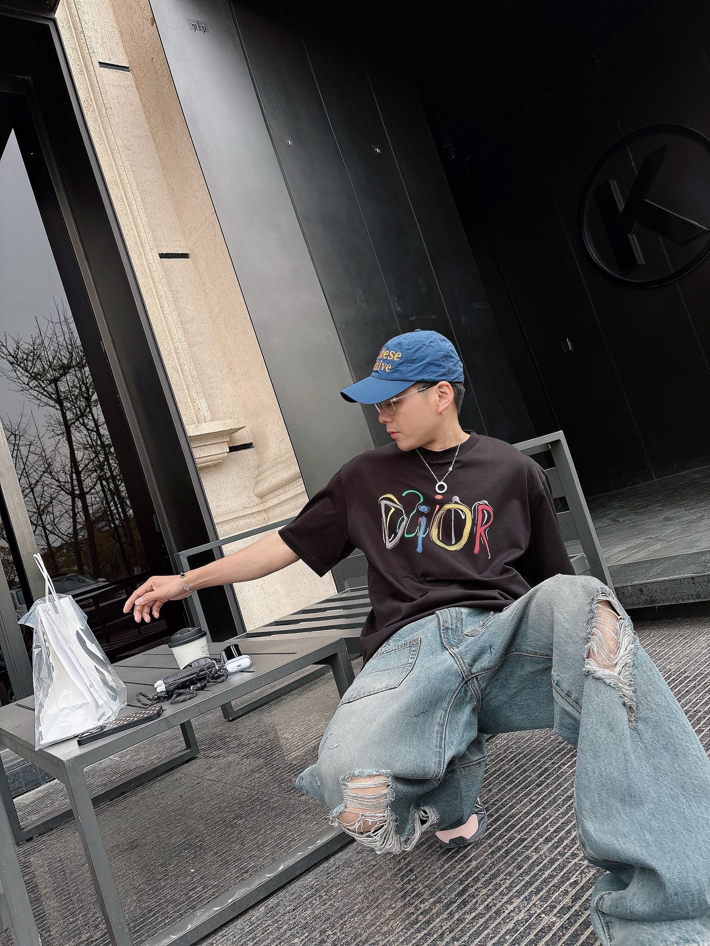 びっくりした価格 tシャツ ディオールコピー 純綿 トップス 短袖 ゆったり プリント 柔らかい ブラック_5