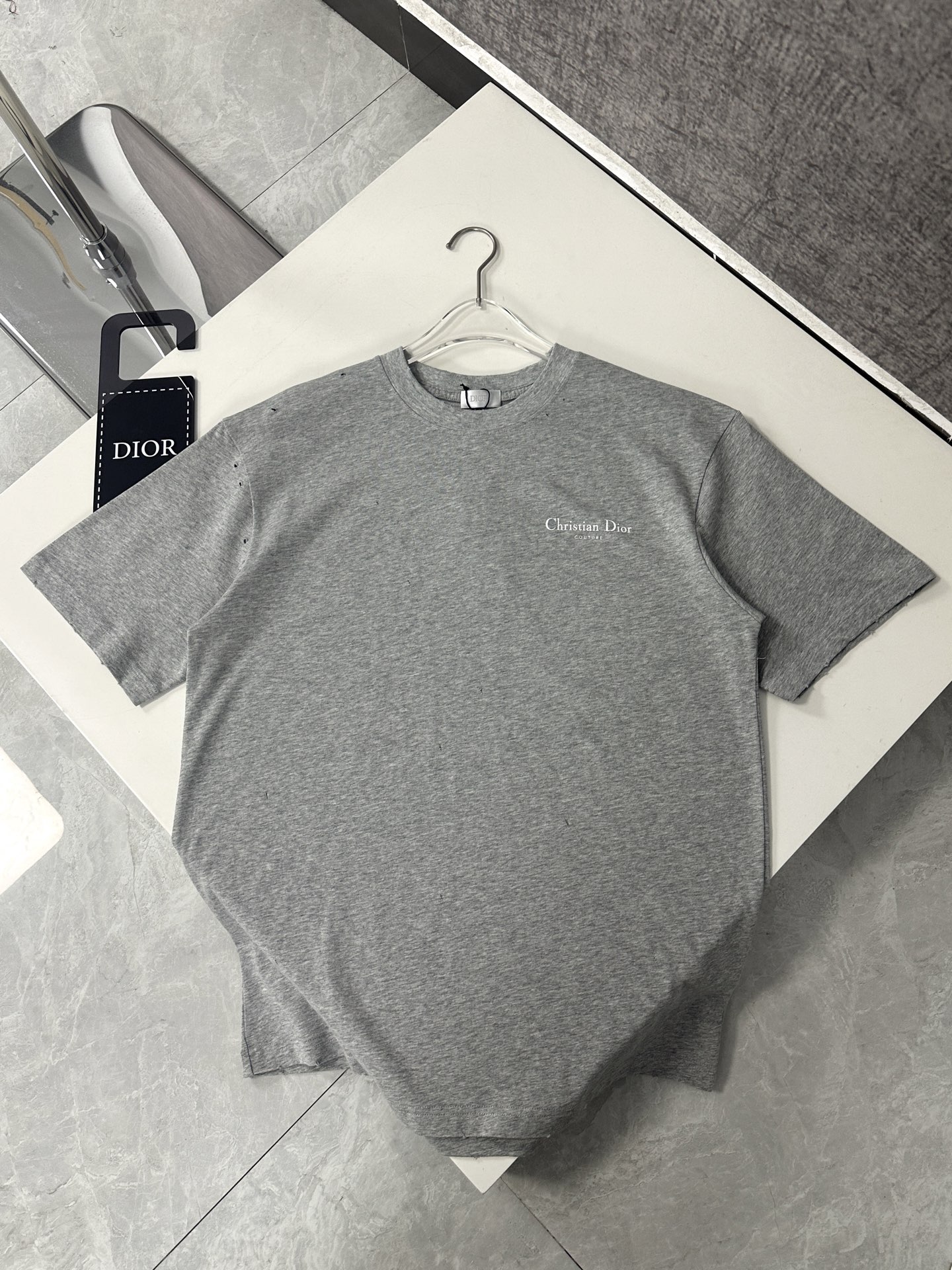 dior クマ tシャツ偽物 Tシャツ 純綿 トップス 短袖 ゆったり プリント 柔らかい グレー_3