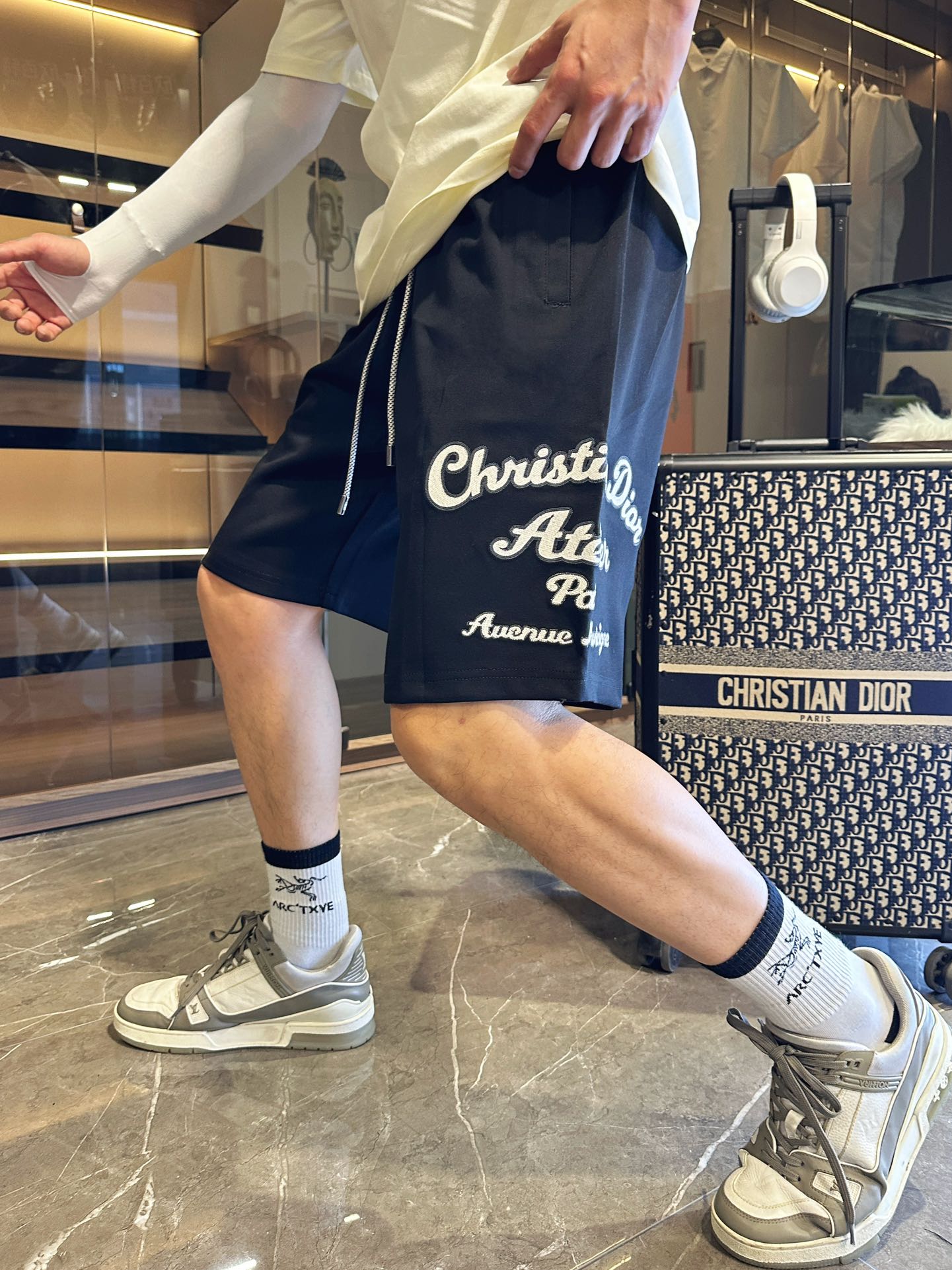 dior ズボン メンズＮ級品 プリント 100％綿 ショットパンツ ゆったり 品質保証 ブルー_4