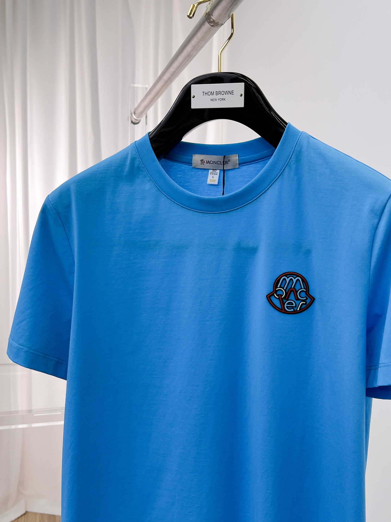 モンクレールtシャツコーデスーパーコピー ロゴプリント トップス 短袖 柔らかい 綿100％ ブルー_2