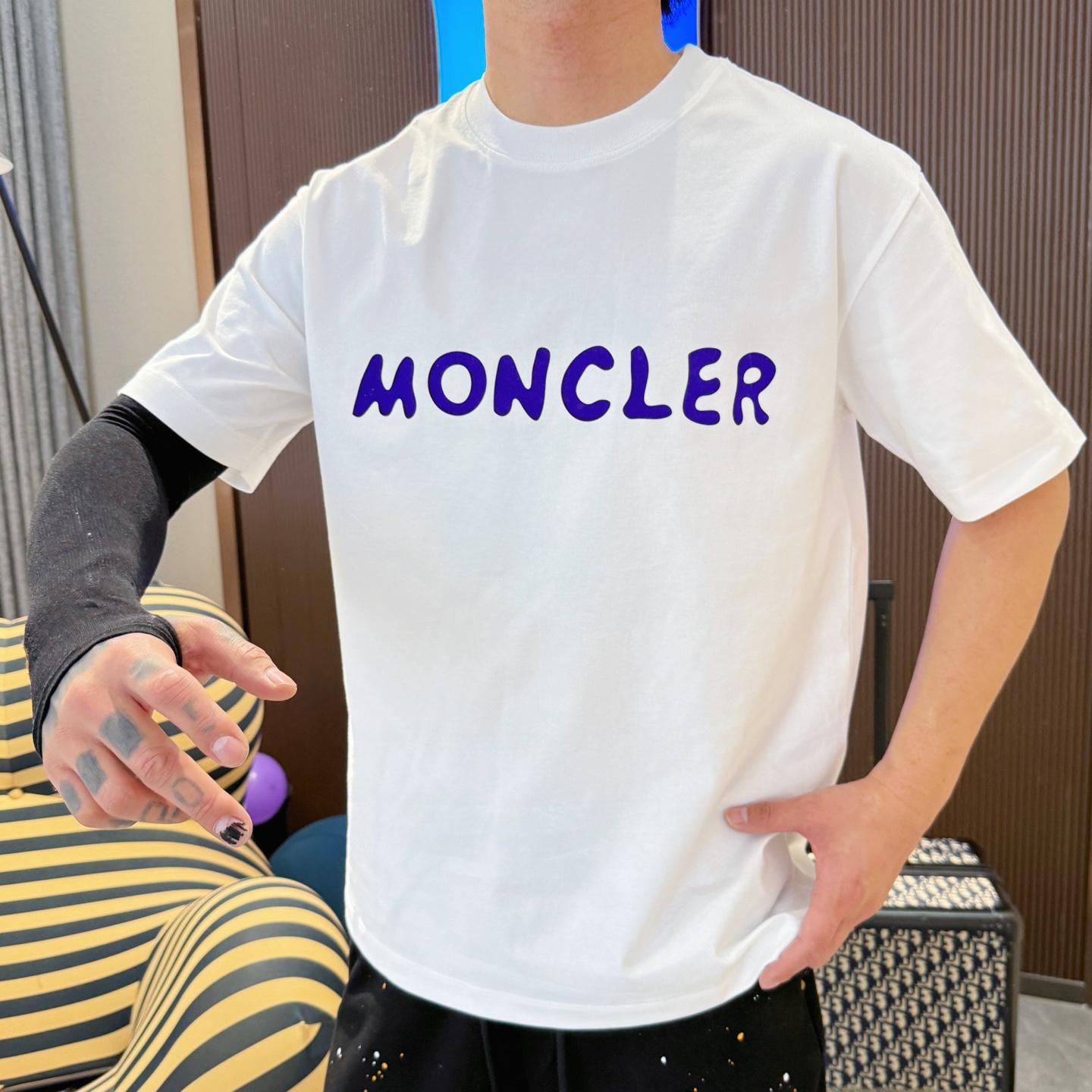 tシャツ モンクレール メンズ偽物 なつ服 柔らかい 綿100％ プリント トップス 短袖 ホワイト_5