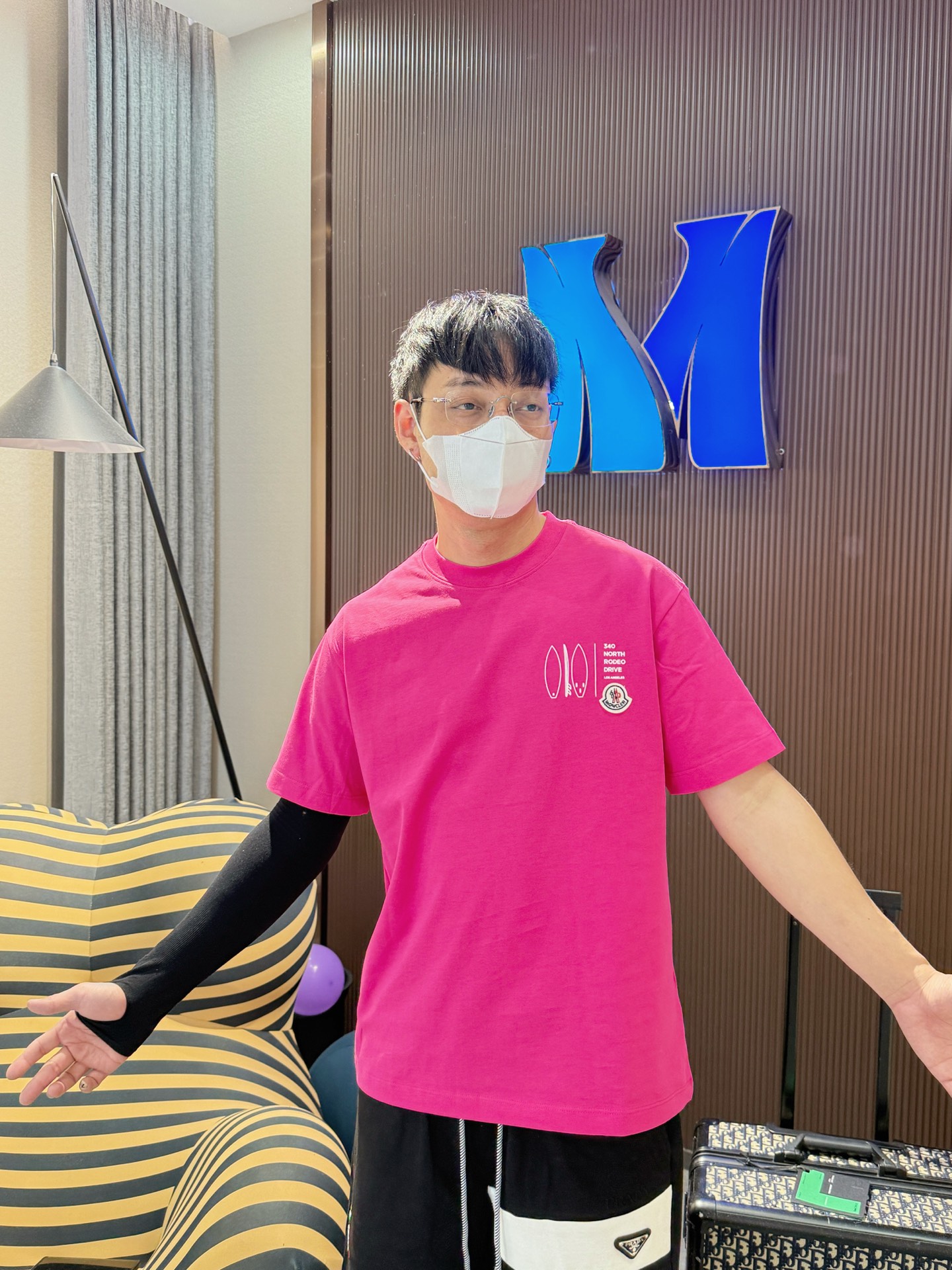 モンクレールロングtシャツスーパーコピー なつ服 綿100％ プリント トップス 短袖 ローズレッド_2