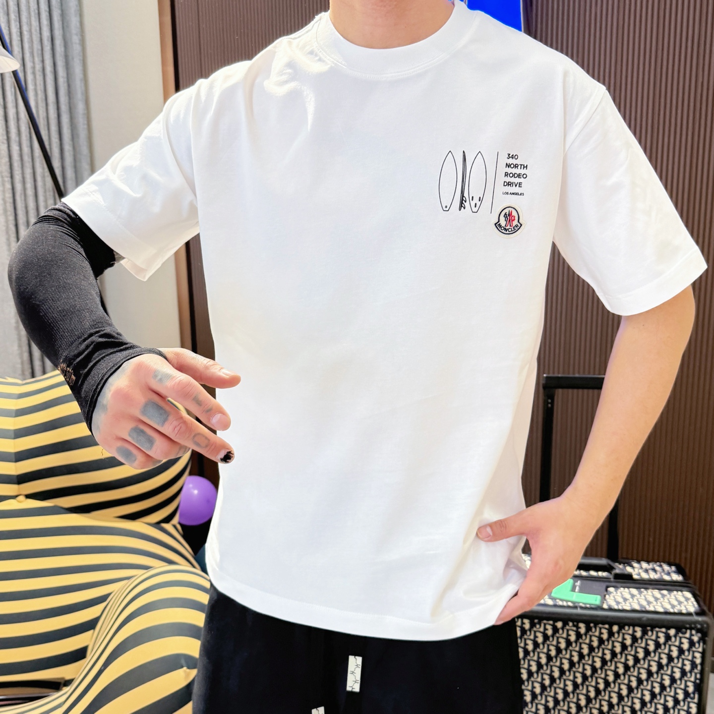 モンクレールロゴtシャツ偽物 綿100％ プリント トップス 短袖 ファッション ホワイト_5