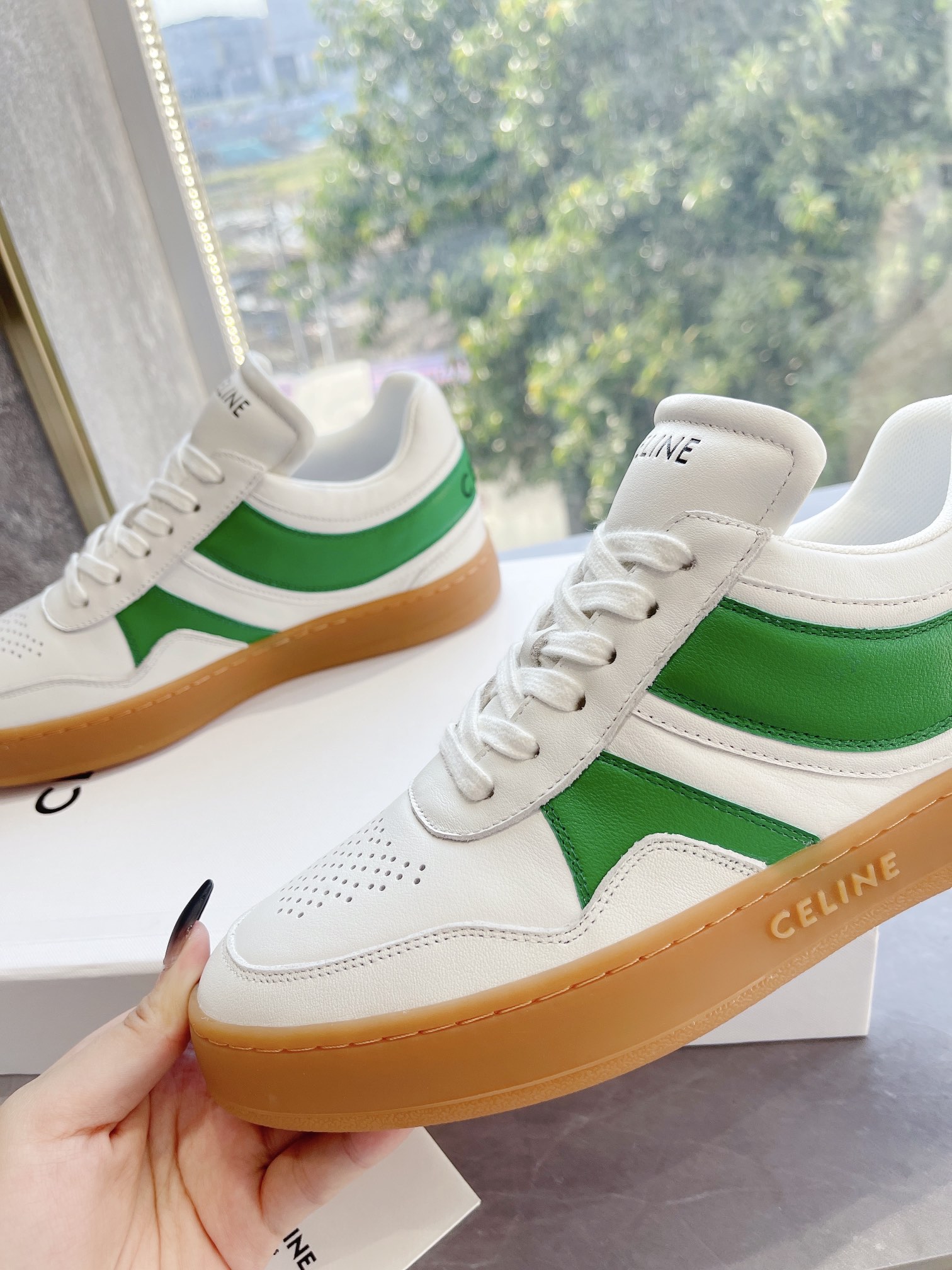 celine 厚底 スニーカースーパーコピー ランニング カジュアル シンプル 柔軟 本革 ホワイト_4