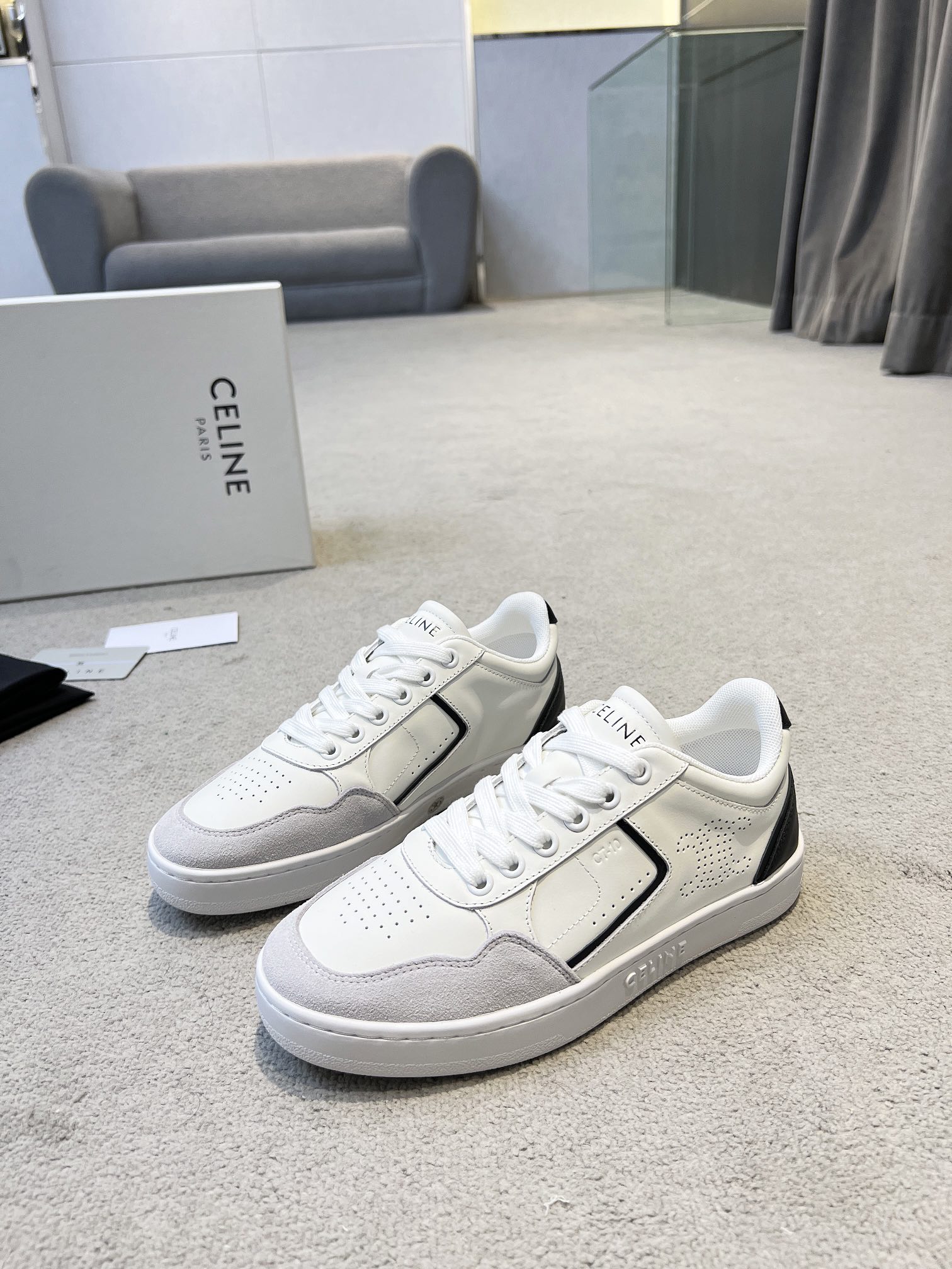 celine スニーカー メンズコピー 柔軟 本革 ランニング カジュアル シンプル ホワイト_1