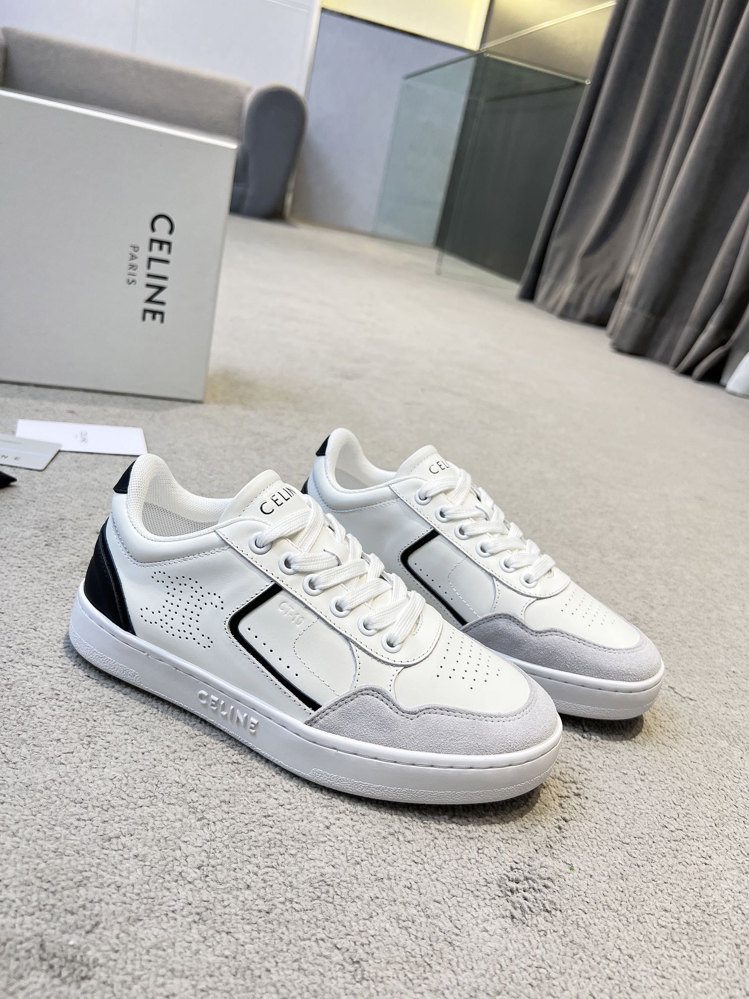 celine スニーカー メンズコピー 柔軟 本革 ランニング カジュアル シンプル ホワイト_5