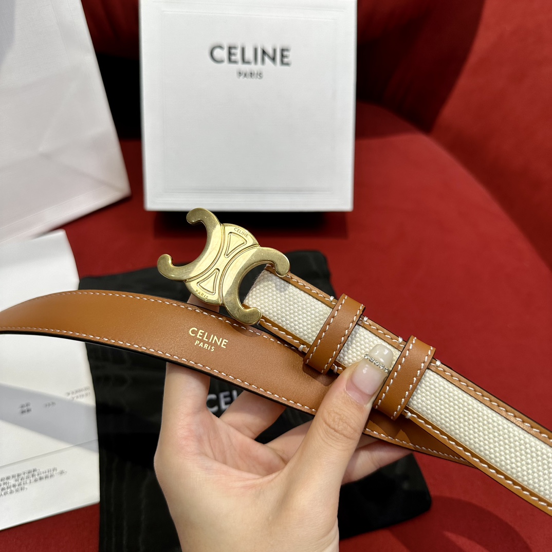 オンライン限定 セリーヌ セーズ インスタ偽物 ベルト 本革 レザー 優雅レディ 細い 上質 ブラウン_2