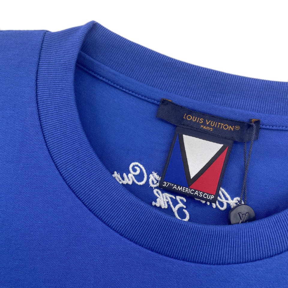 ルイヴィトン tシャツ チェーンスーパーコピー  純綿 トップス 短袖 柔らかい ブルー_5