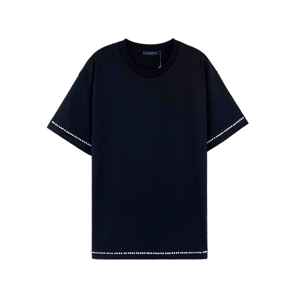 びっくりした価格 tシャツ ルイヴィトン偽物  純綿 トップス 短袖 柔らかい ブラック_7