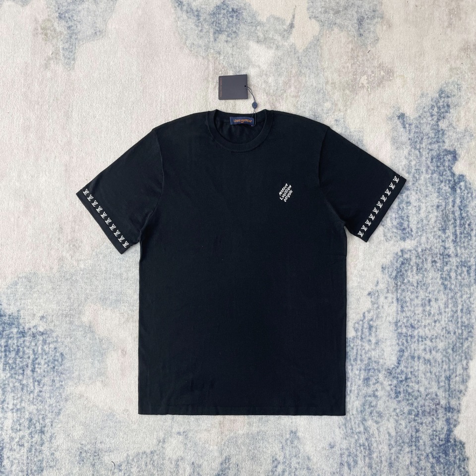人気流行品 ルイヴィトンtシャツ メンズコピー  純綿 トップス 短袖 柔らかい ブラック_4