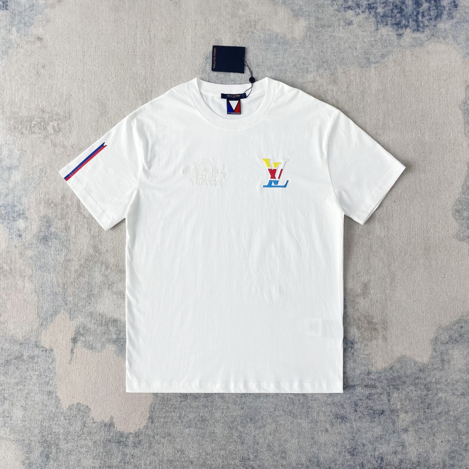 メンズ ルイヴィトン tシャツスーパーコピー 純綿 トップス 短袖 柔らかい シンプル ホワイト_1