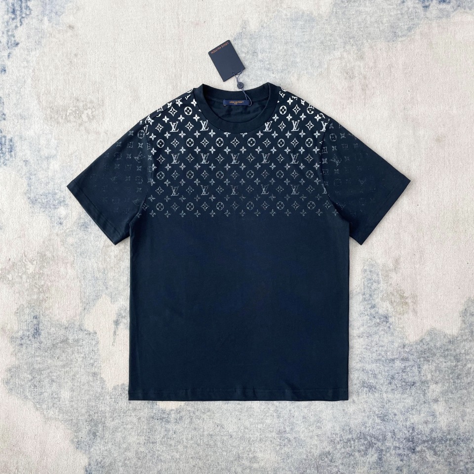 ルイヴィトンtシャツメルカリスーパーコピー 純綿 トップス 短袖 柔らかい プリント シンプル ブルー_1