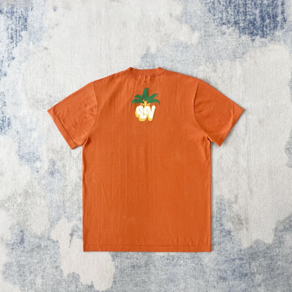 ルイヴィトン tシャツメンズ偽物 純綿 トップス 短袖 柔らかい プリント シンプル オレンジ色_2