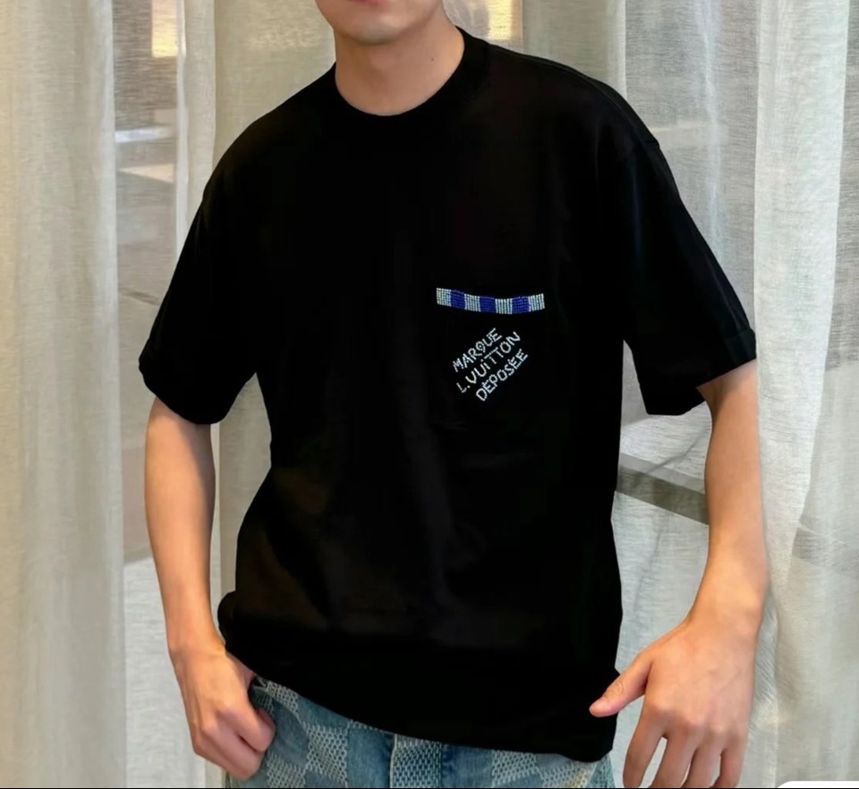 お買い得なルイヴィトンtシャツ レディースコピー 純綿 トップス 短袖 柔らかい プリント シンプル ブラック_1