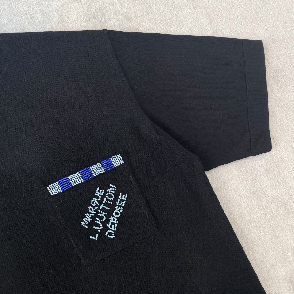 お買い得なルイヴィトンtシャツ レディースコピー 純綿 トップス 短袖 柔らかい プリント シンプル ブラック_4