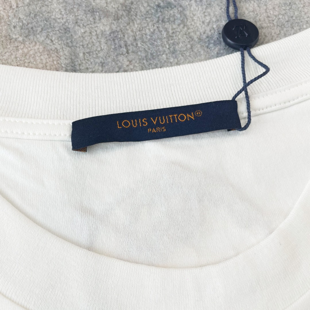 ルイヴィトン tシャツ タグ偽物 純綿 トップス 短袖 柔らかい プリント シンプル ホワイト_3