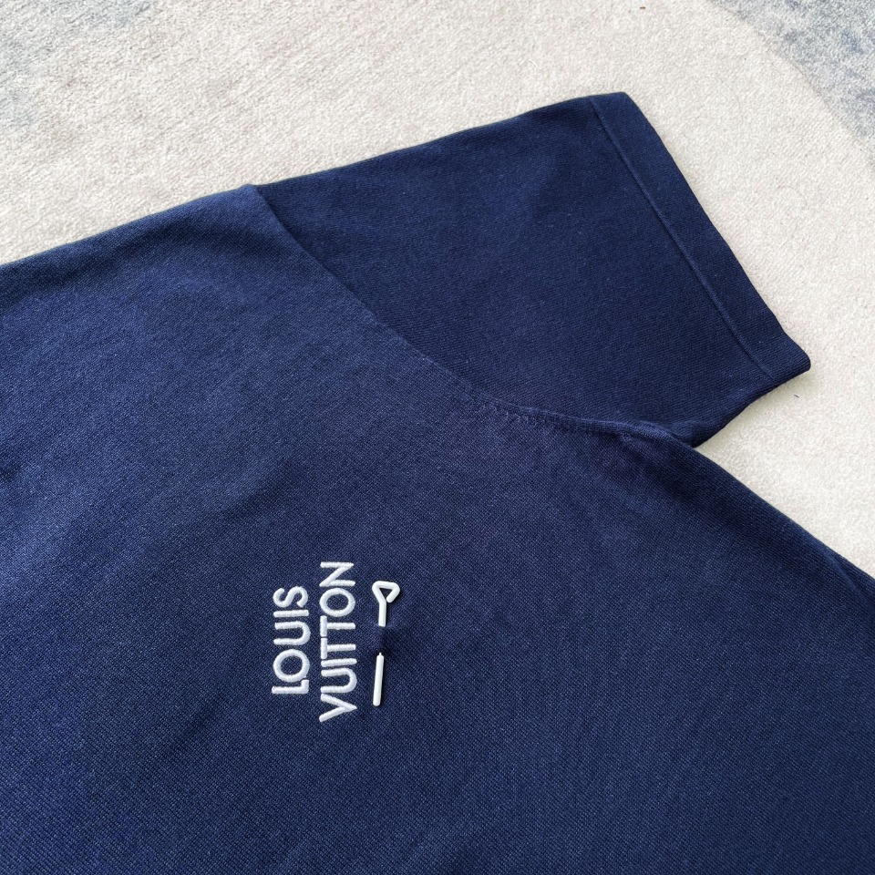 ルイヴィトンロングtシャツスーパーコピー 純綿 トップス 短袖 柔らかい プリント シンプル ブルー_3