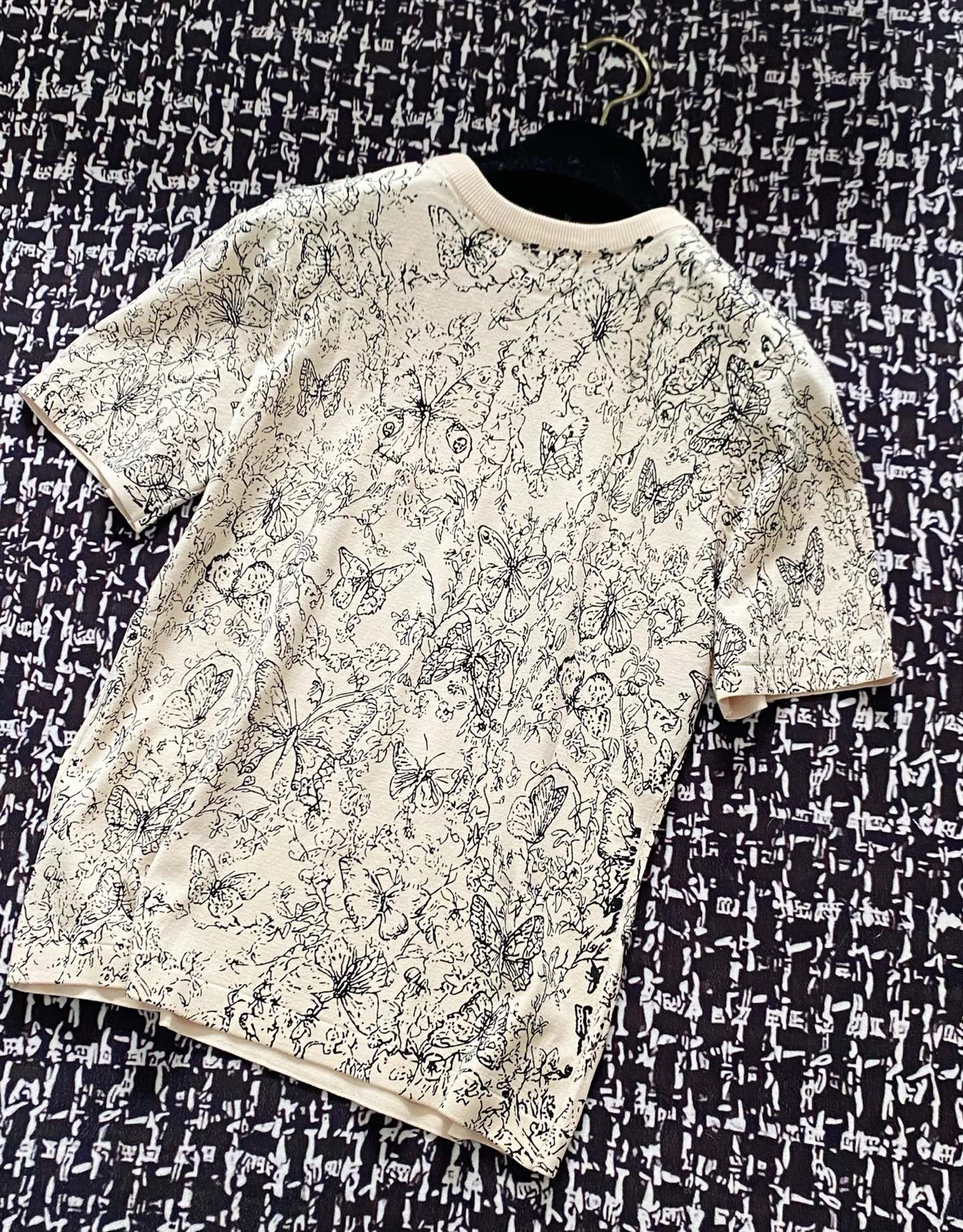 ディオールtシャツレディース偽物 短袖 トップス プリント 上質 綿 カーキ色_4