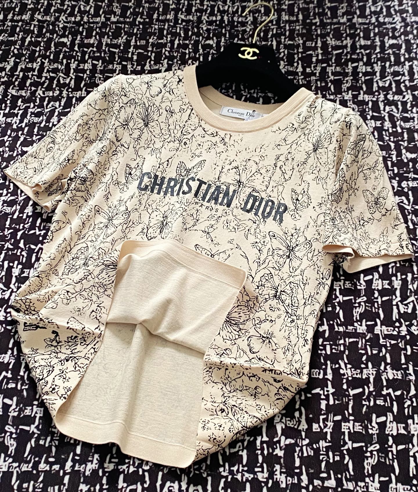 ディオールtシャツレディース偽物 短袖 トップス プリント 上質 綿 カーキ色_5