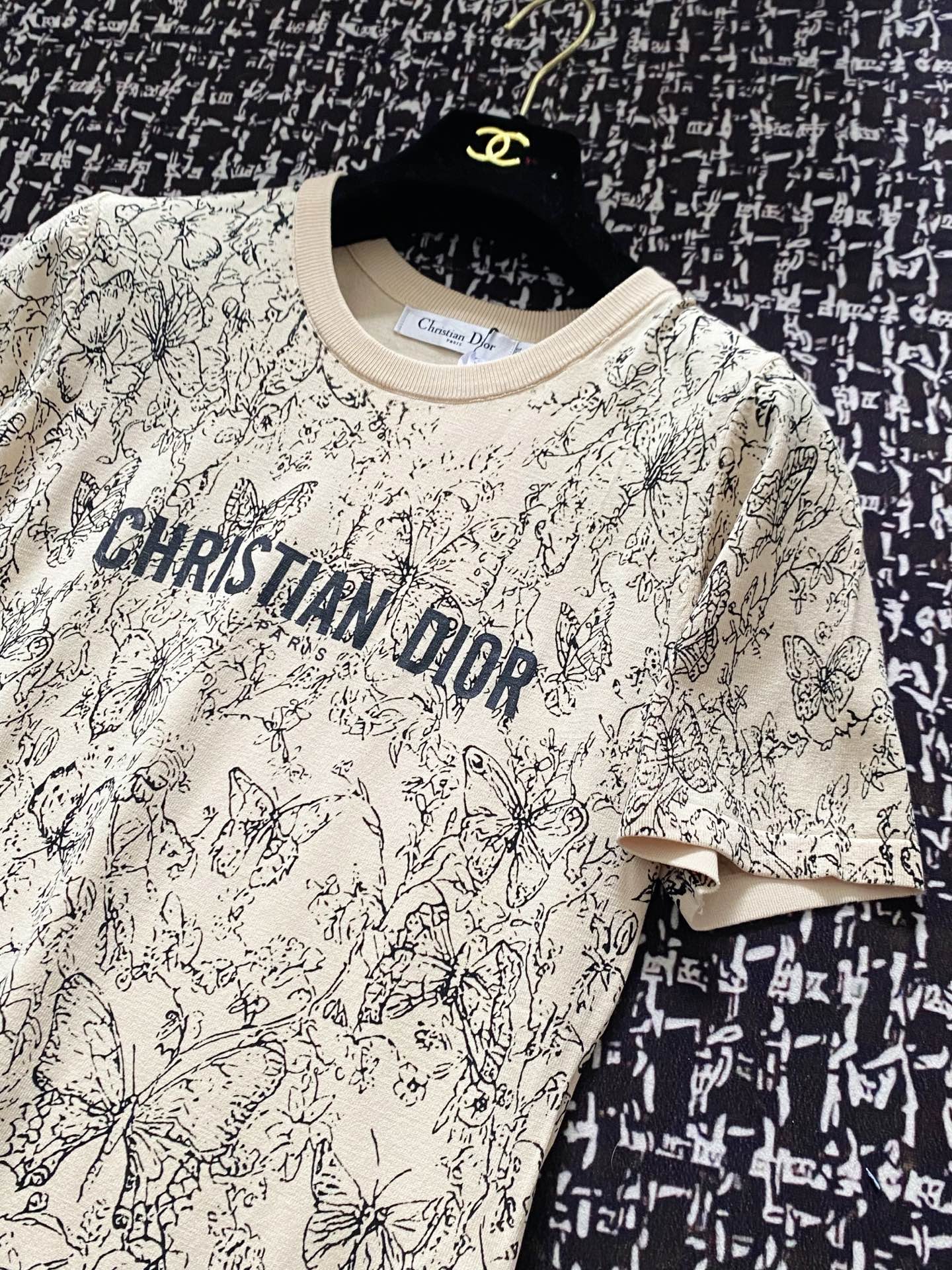 ディオールtシャツレディース偽物 短袖 トップス プリント 上質 綿 カーキ色_6