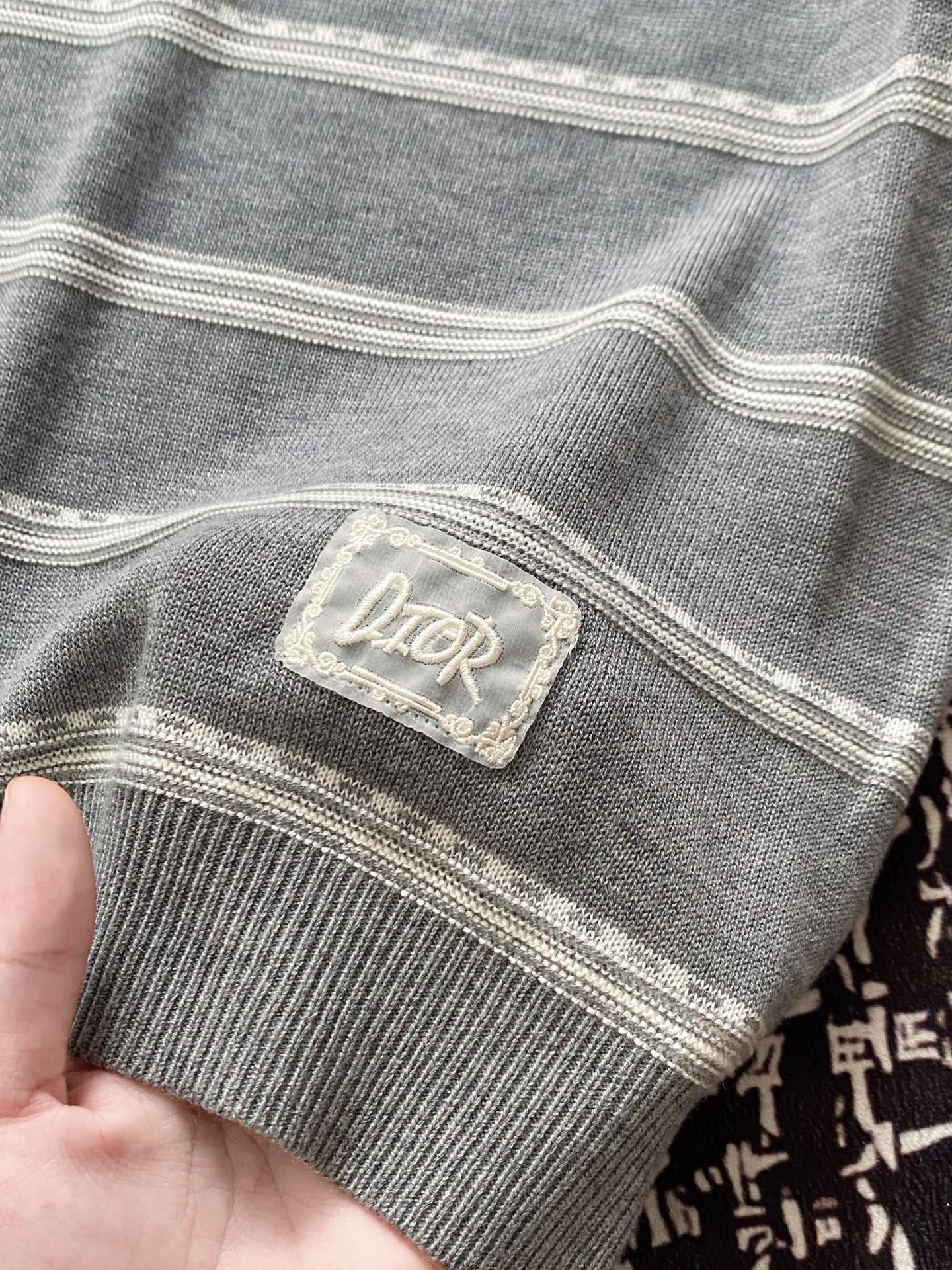 ディオールtシャツ激安通販 横縞 短袖 トップス 100％綿 ゆったり グレー_6