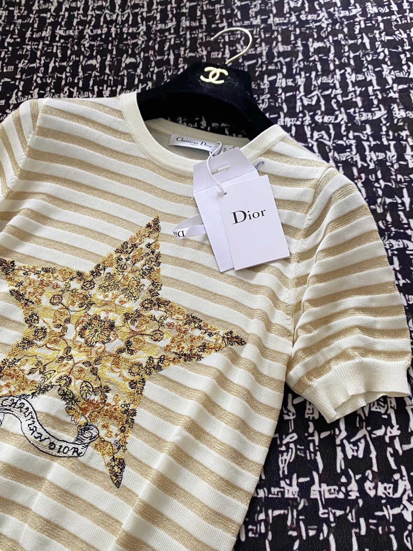 メンズ ディオールtシャツスーパーコピー 横縞 短袖 トップス 100％綿 ゆったり カーキ色_2